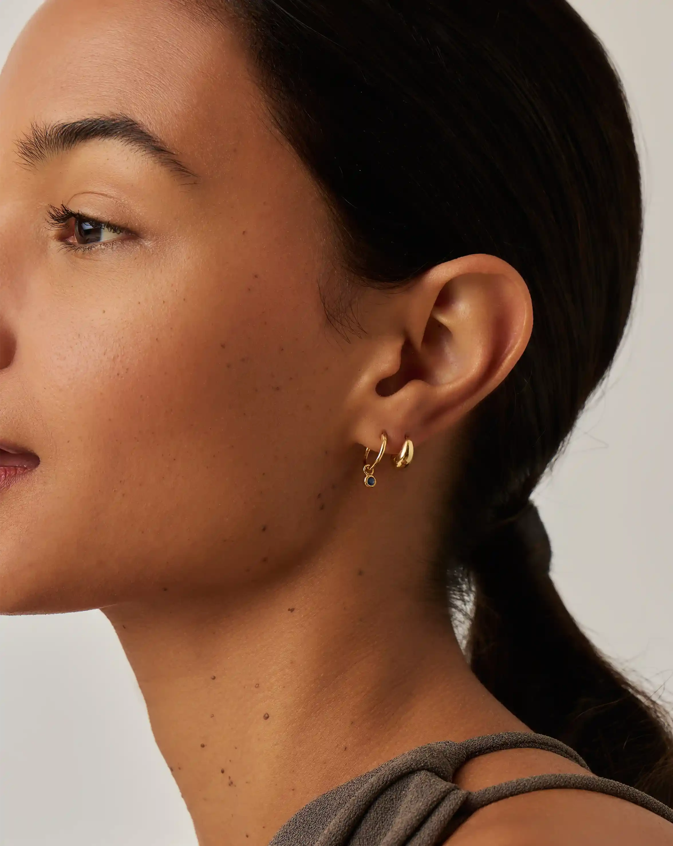 Sapphire Blue Tennis Hoop Earrings | 18k Gold Vermeil & Nano-crystals