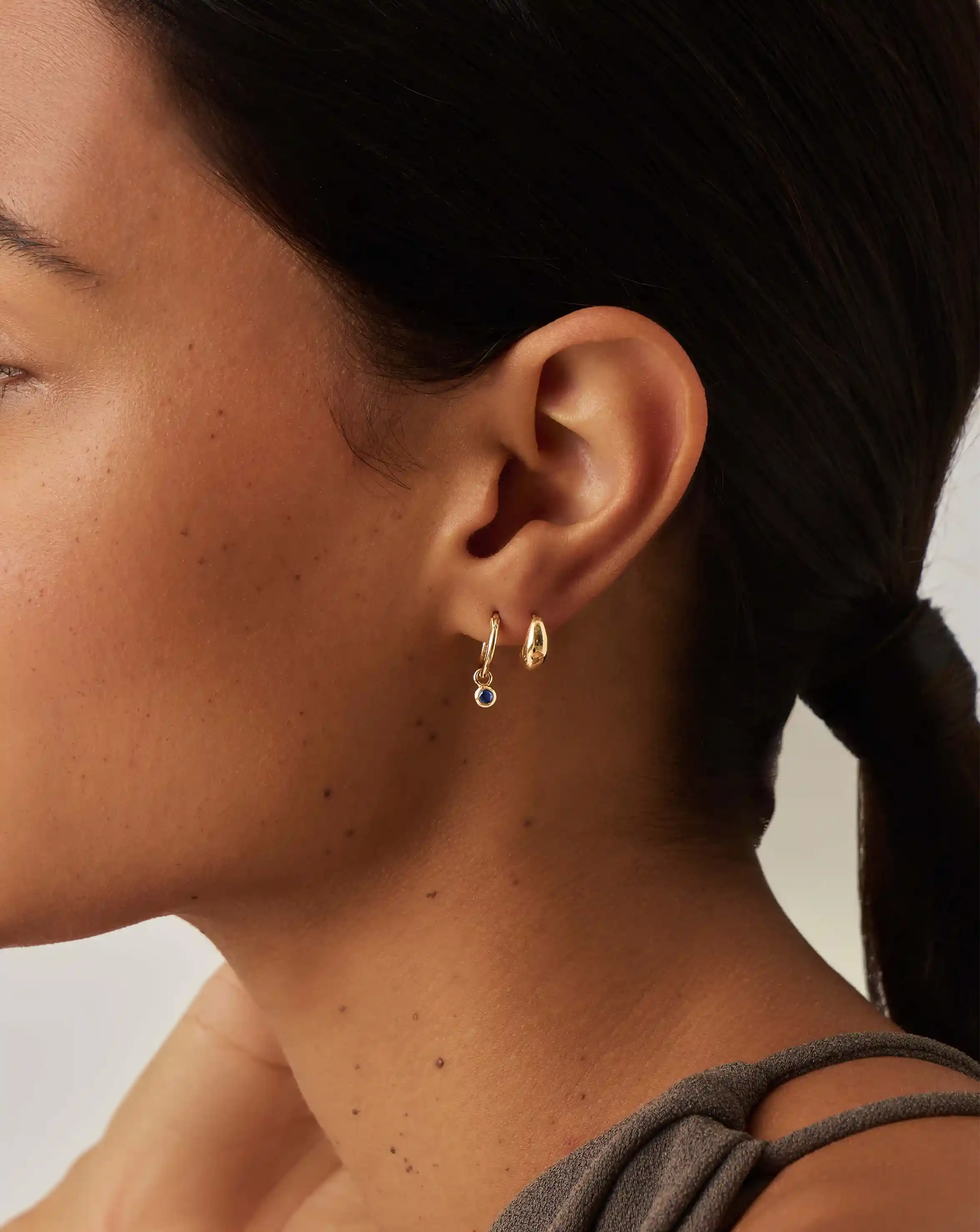 Sapphire Blue Tennis Hoop Earrings | 18k Gold Vermeil & Nano-crystals