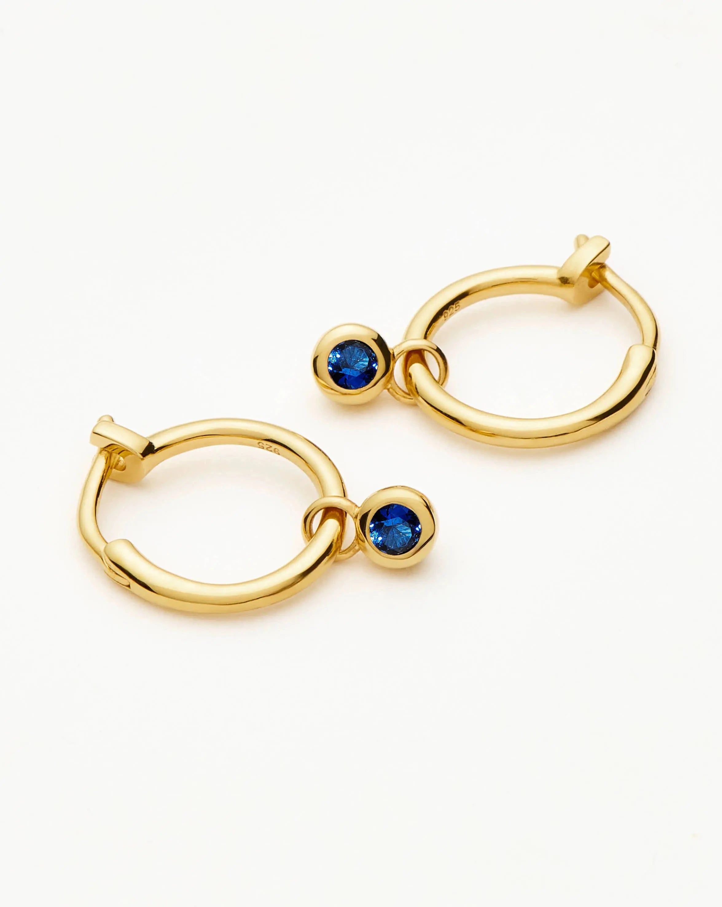 Sapphire Blue Tennis Hoop Earrings | 18k Gold Vermeil & Nano-crystals