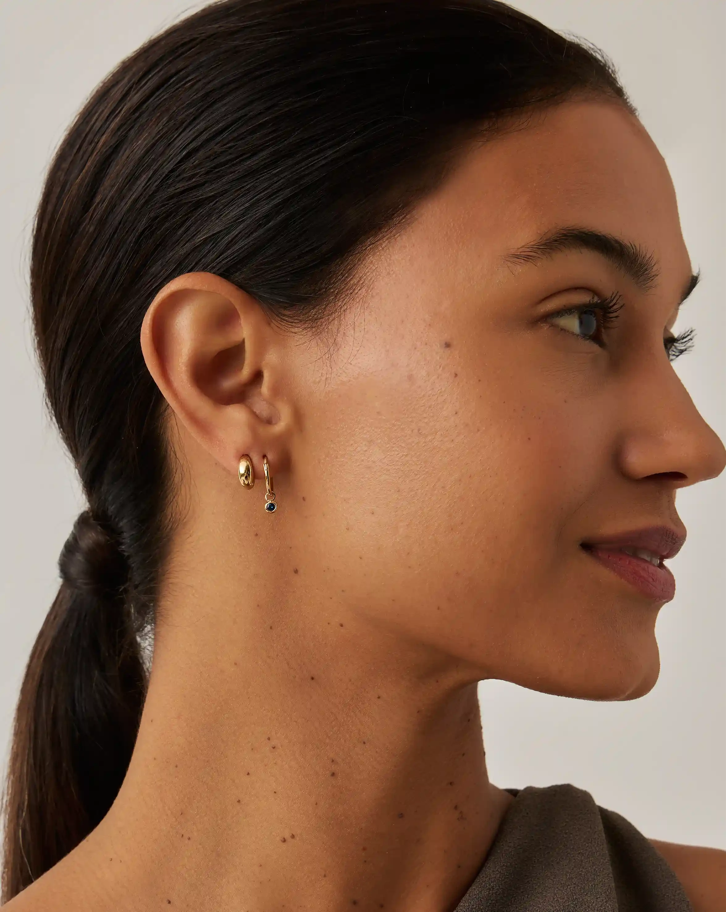 Sapphire Blue Tennis Hoop Earrings | 18k Gold Vermeil & Nano-crystals