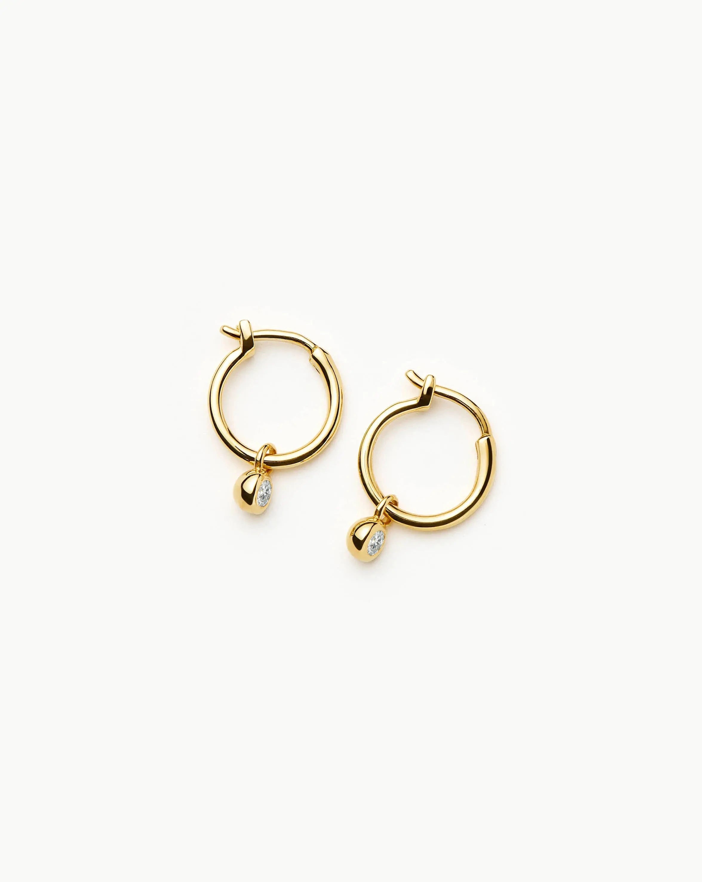 Mini Hoop Earrings with Tennis Charm | 18k Gold Vermeil & CZ