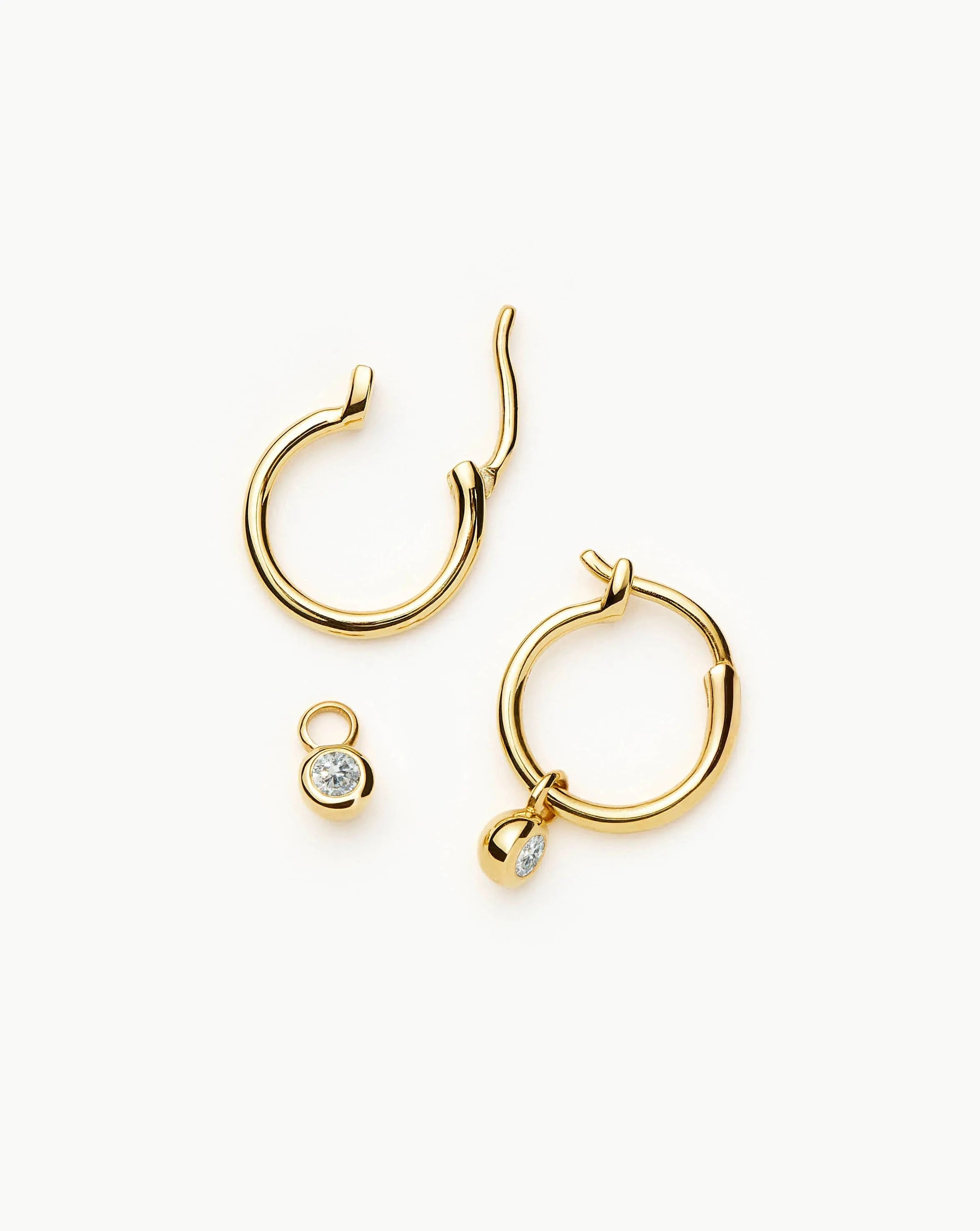 Mini Hoop Earrings with Tennis Charm | 18k Gold Vermeil & CZ