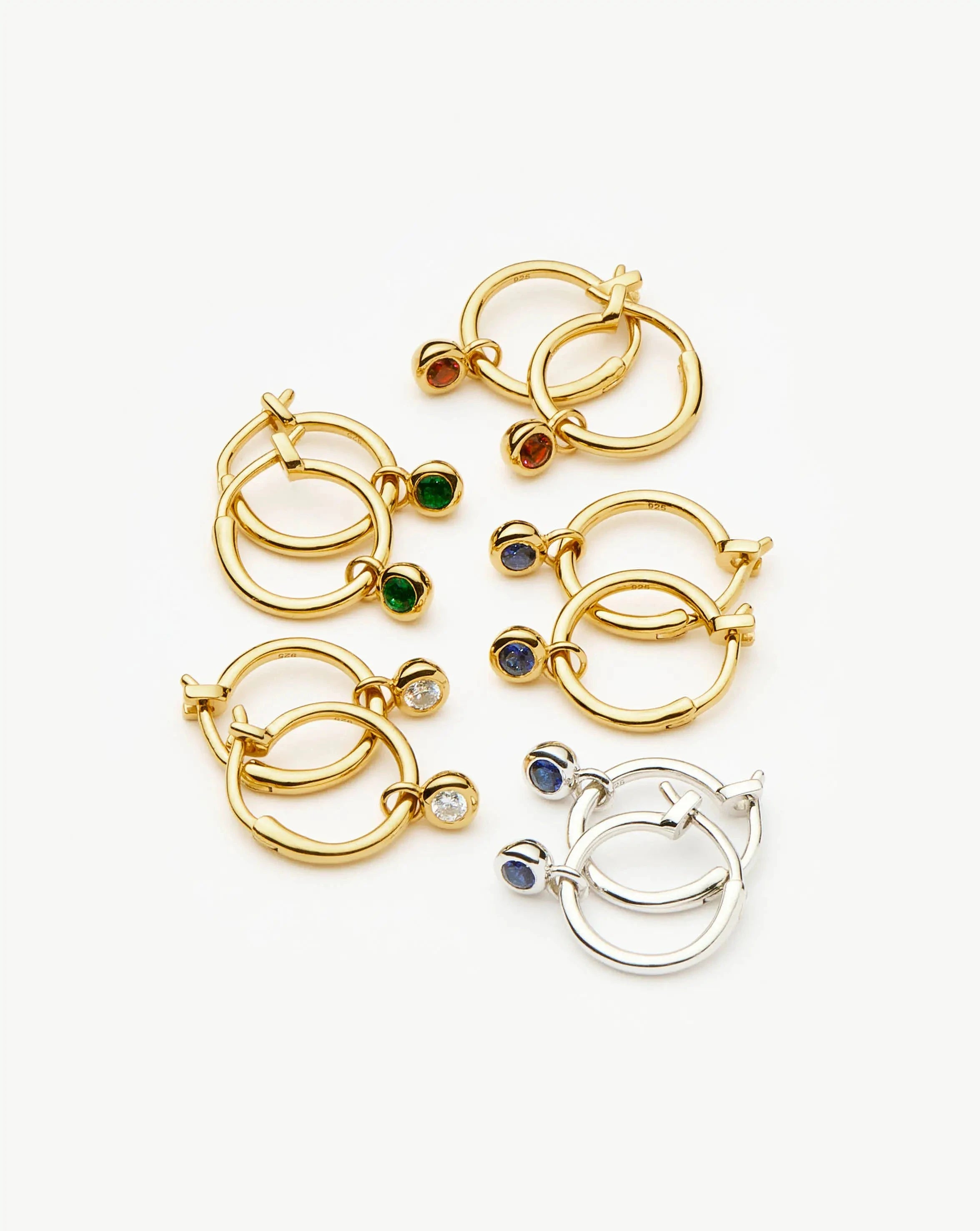 Mini Hoop Earrings with Tennis Charm | 18k Gold Vermeil & CZ