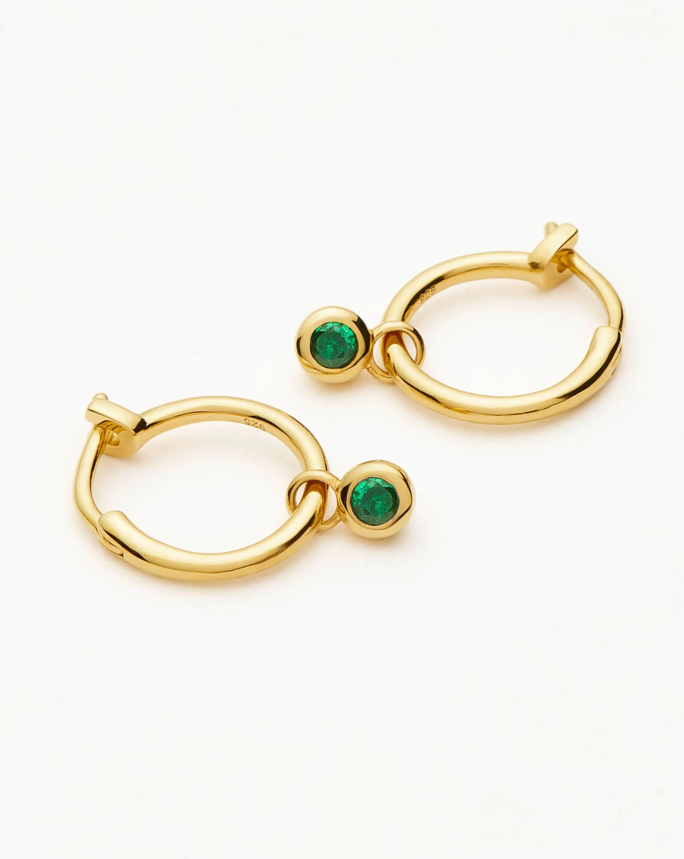 Emerald Green Tennis Hoop Earrings | 18k Gold Vermeil & Nano-crystal