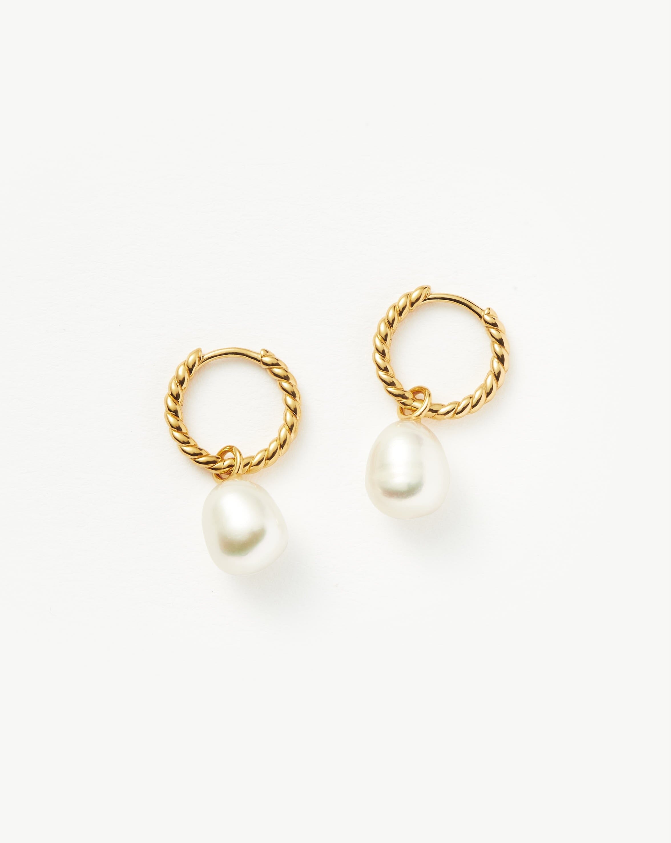 Small Pearl Hoop Earrings | Gold Plated Vermeil with Freshwater Pearl