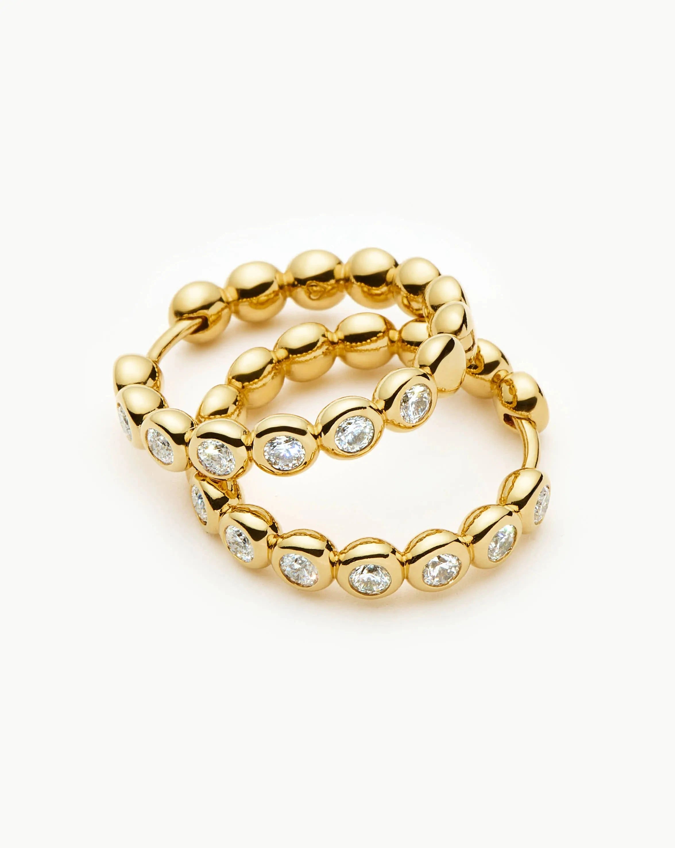 18k Gold Plated Hoop Earrings with Cubic Zirconia | Tennis Classic