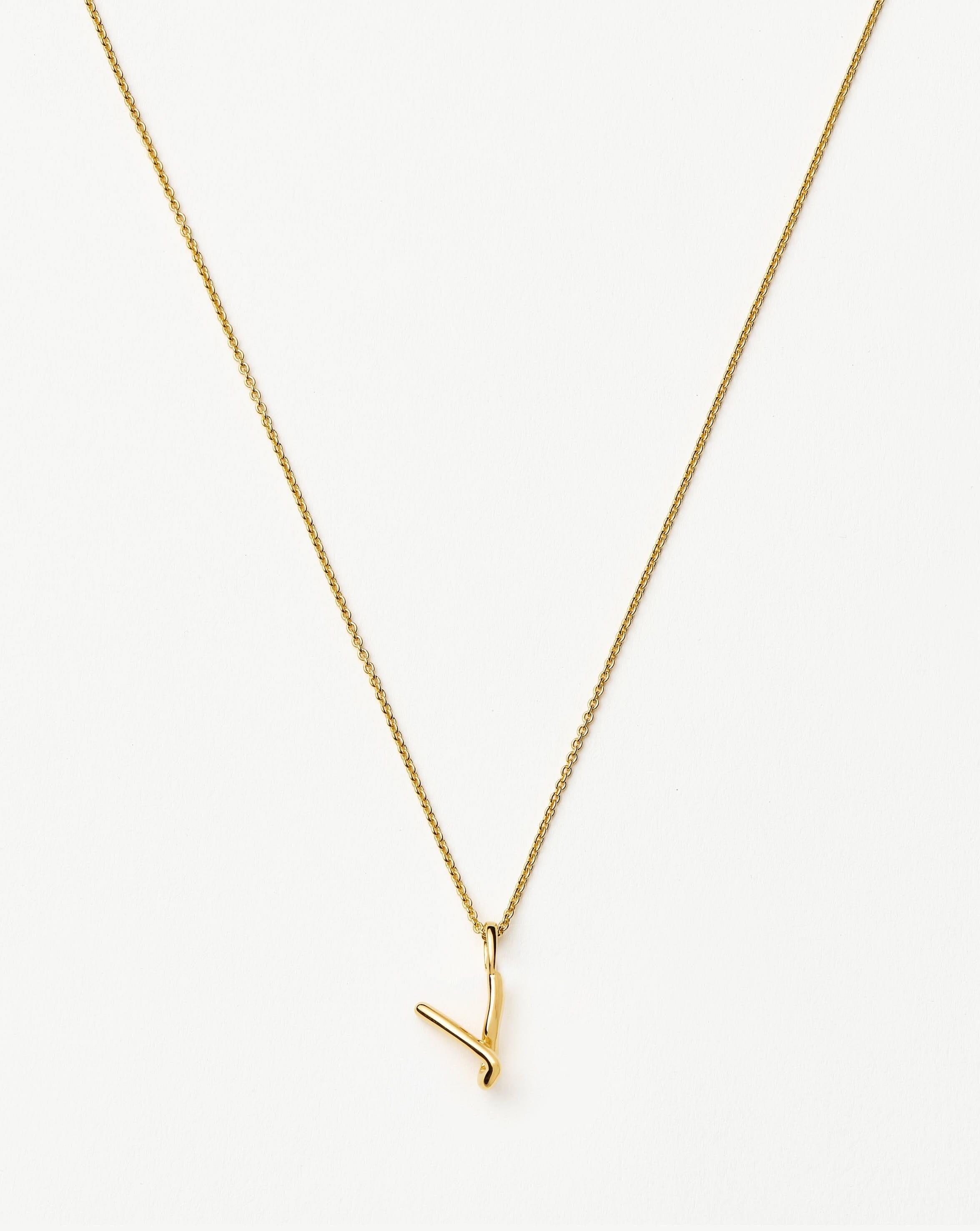 Curly Initial Necklace in 18k Gold Vermeil | Mini Letter Pendant