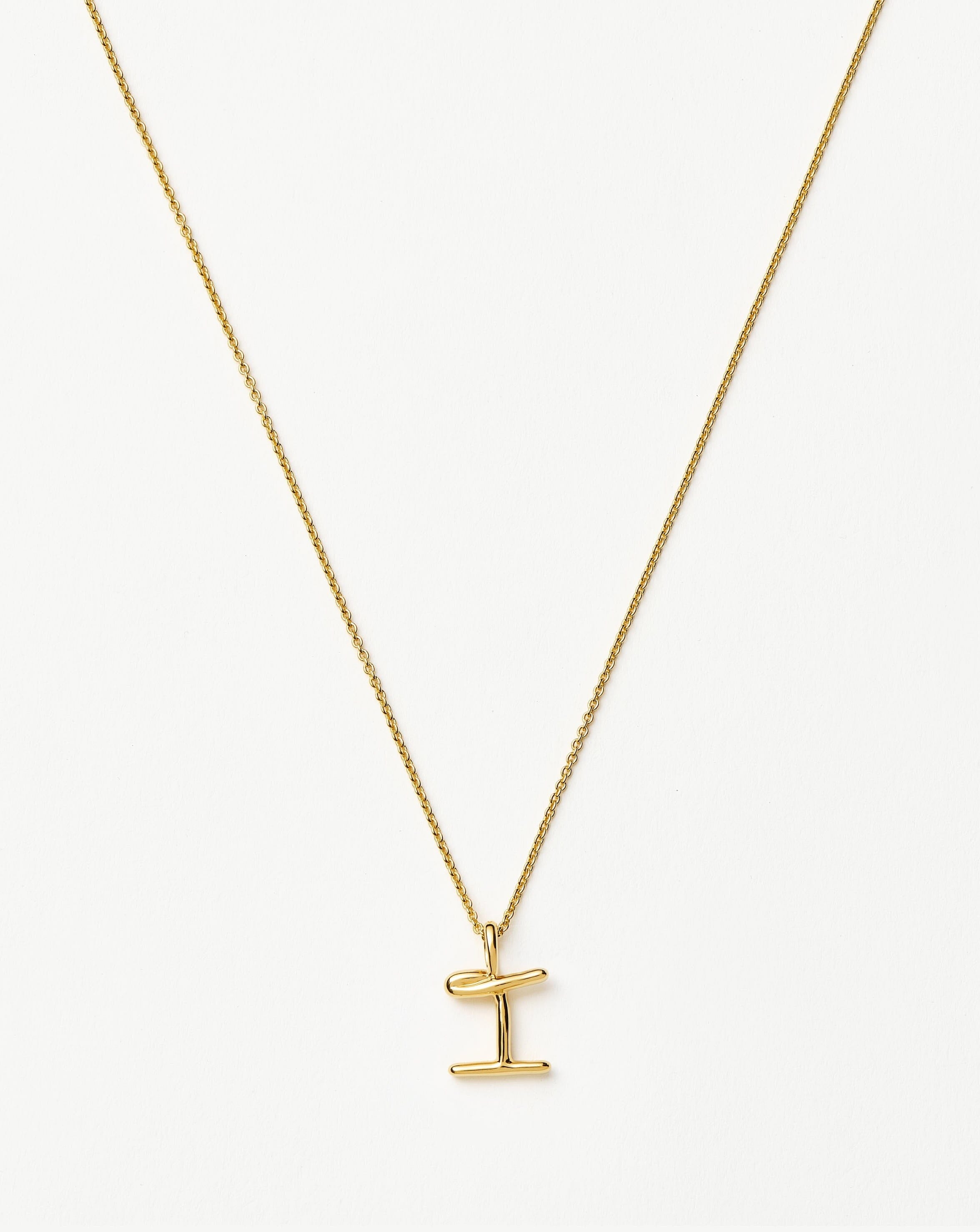 Mini Initial Necklace - Curly Molten Design | 18k Gold Vermeil