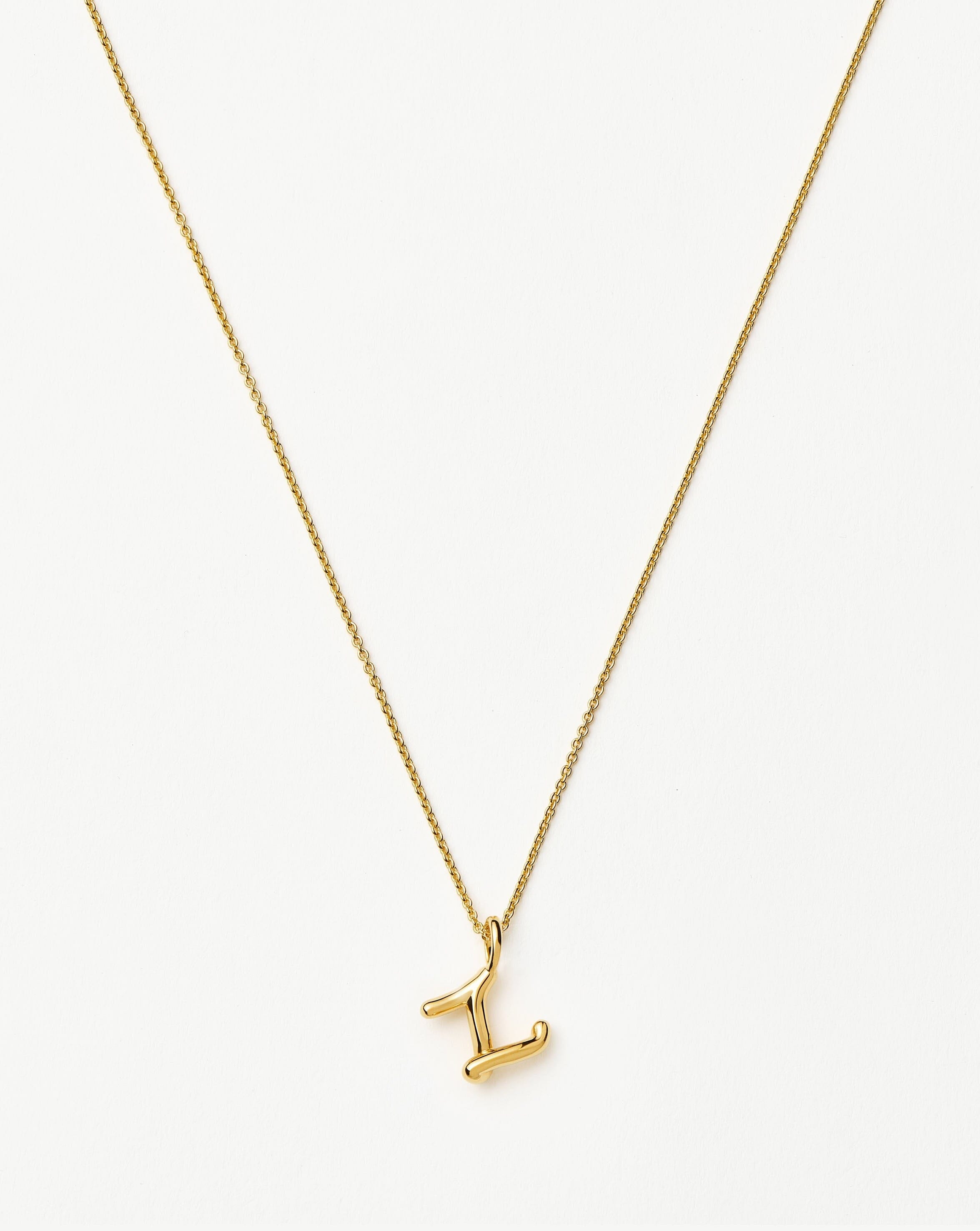 Curly Mini Initial Necklace in 18k Gold Vermeil | Personalized Gift