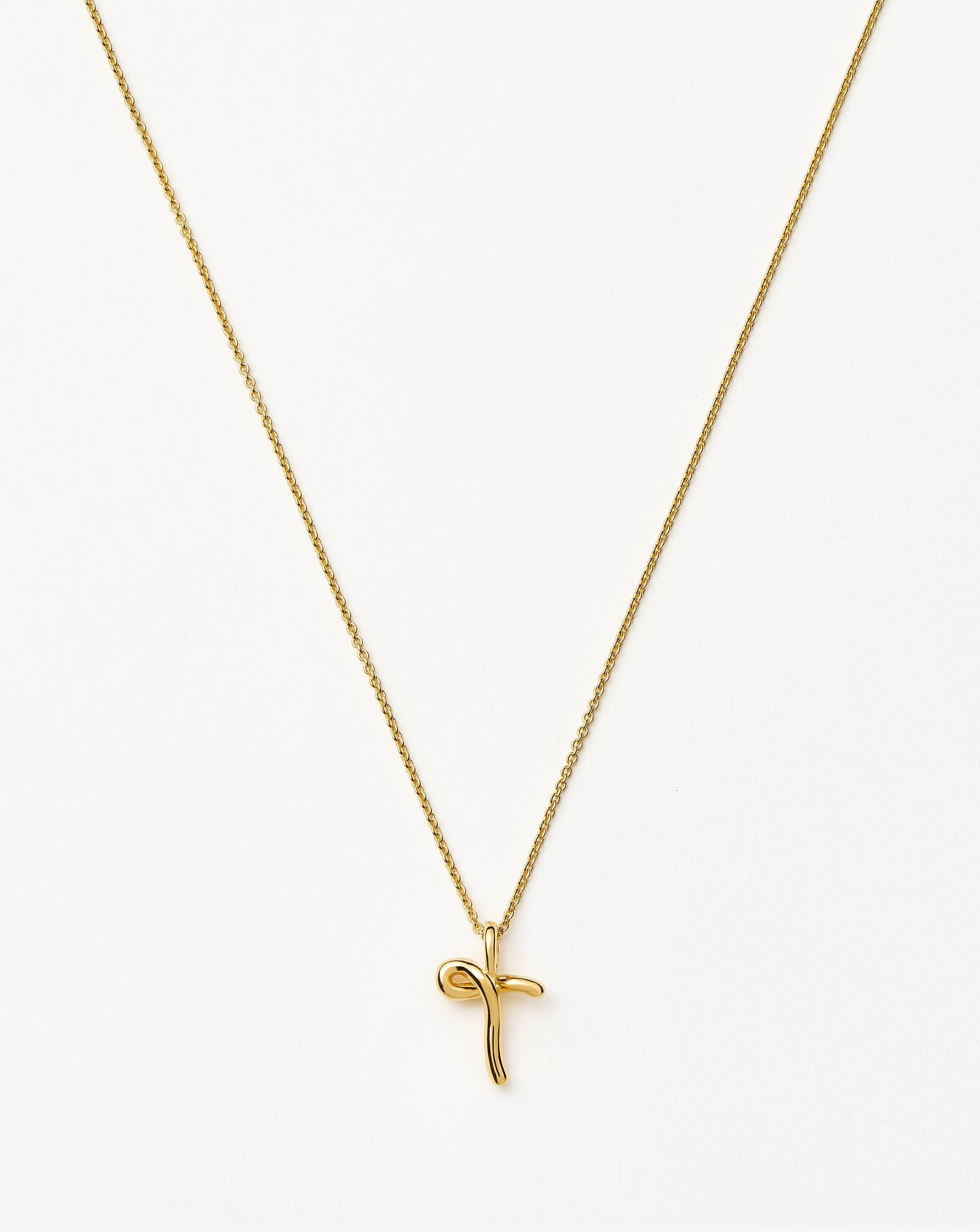 Mini Initial Necklace in 18k Gold Vermeil | Curly Molten