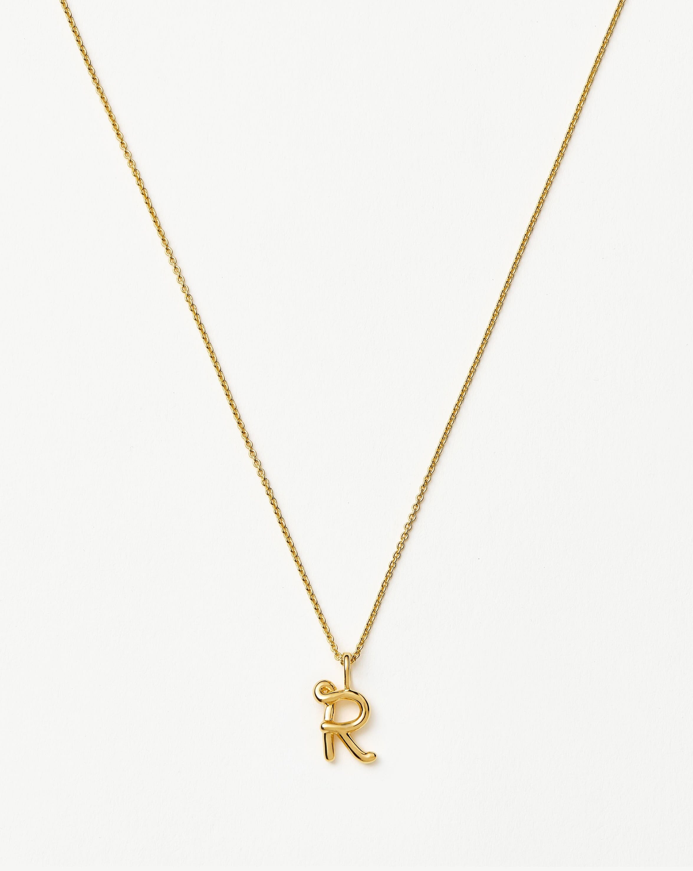 Mini Initial Necklace in 18k Gold Vermeil | Curly Molten