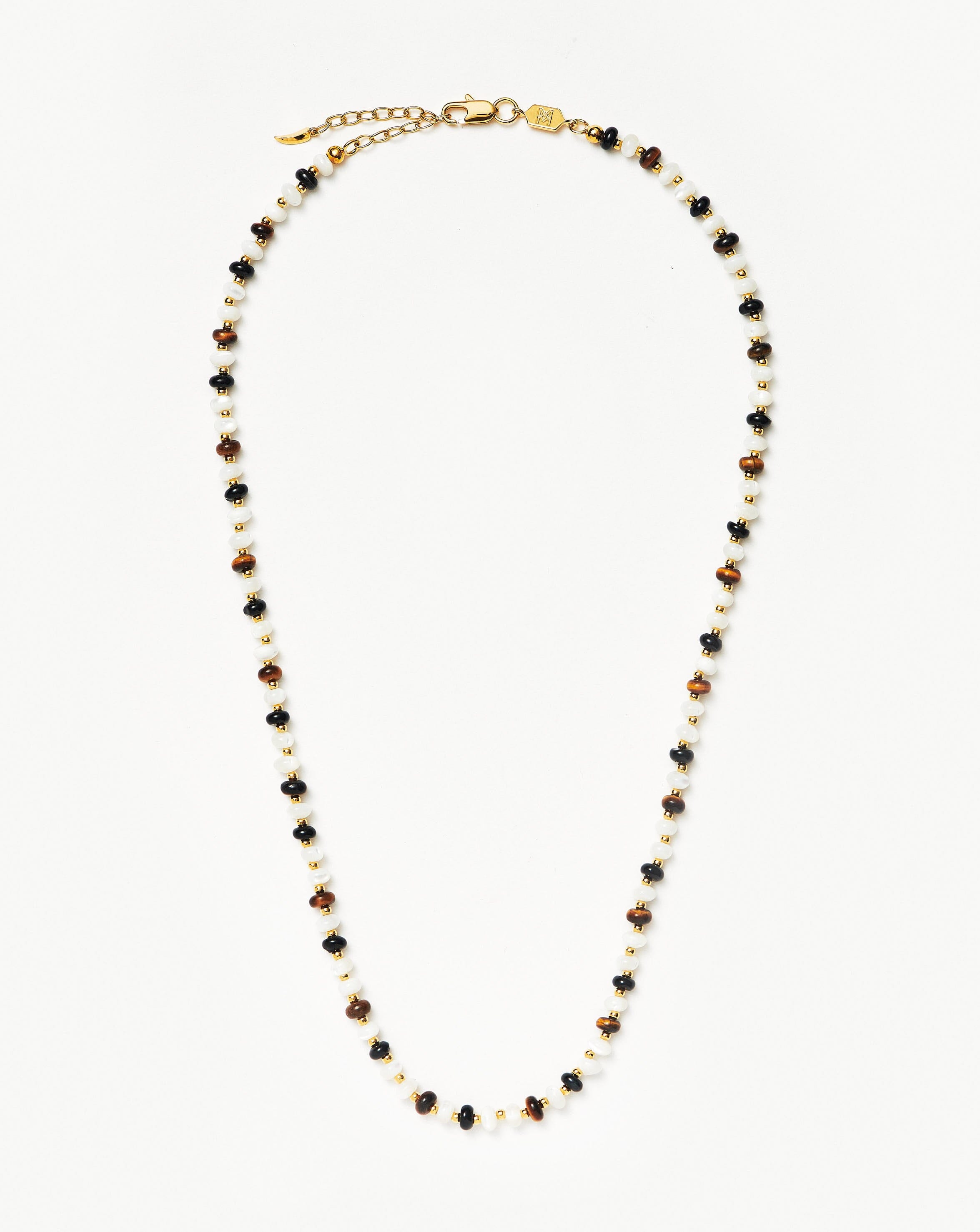 Mother of Pearl & Gemstone Beaded Necklace | 18k Gold Plated | Savi