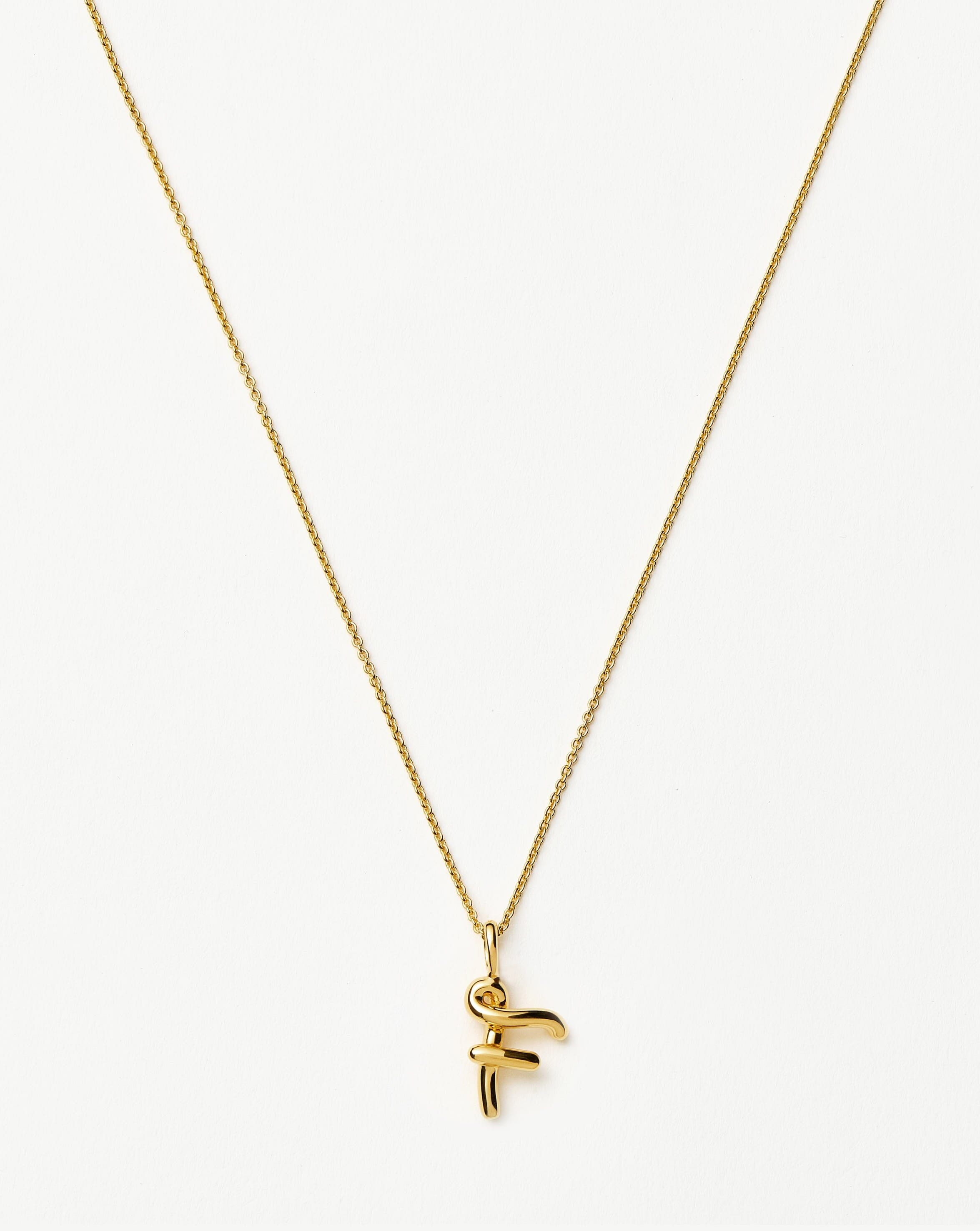 Curly Initial Necklace - 18k Gold Vermeil | Personalized Mini Pendant