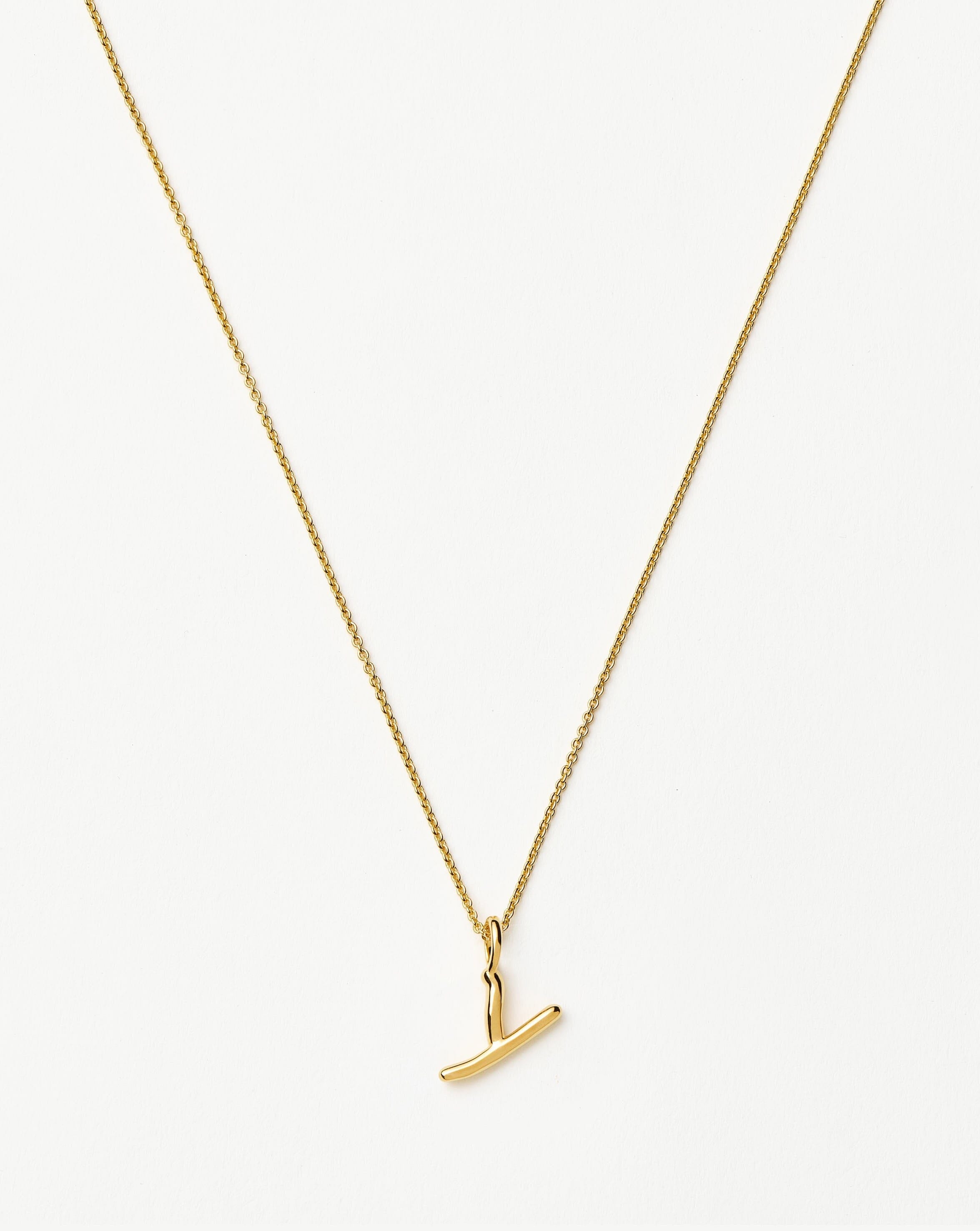 Mini Initial Necklace in 18k Gold Vermeil | Curly Molten