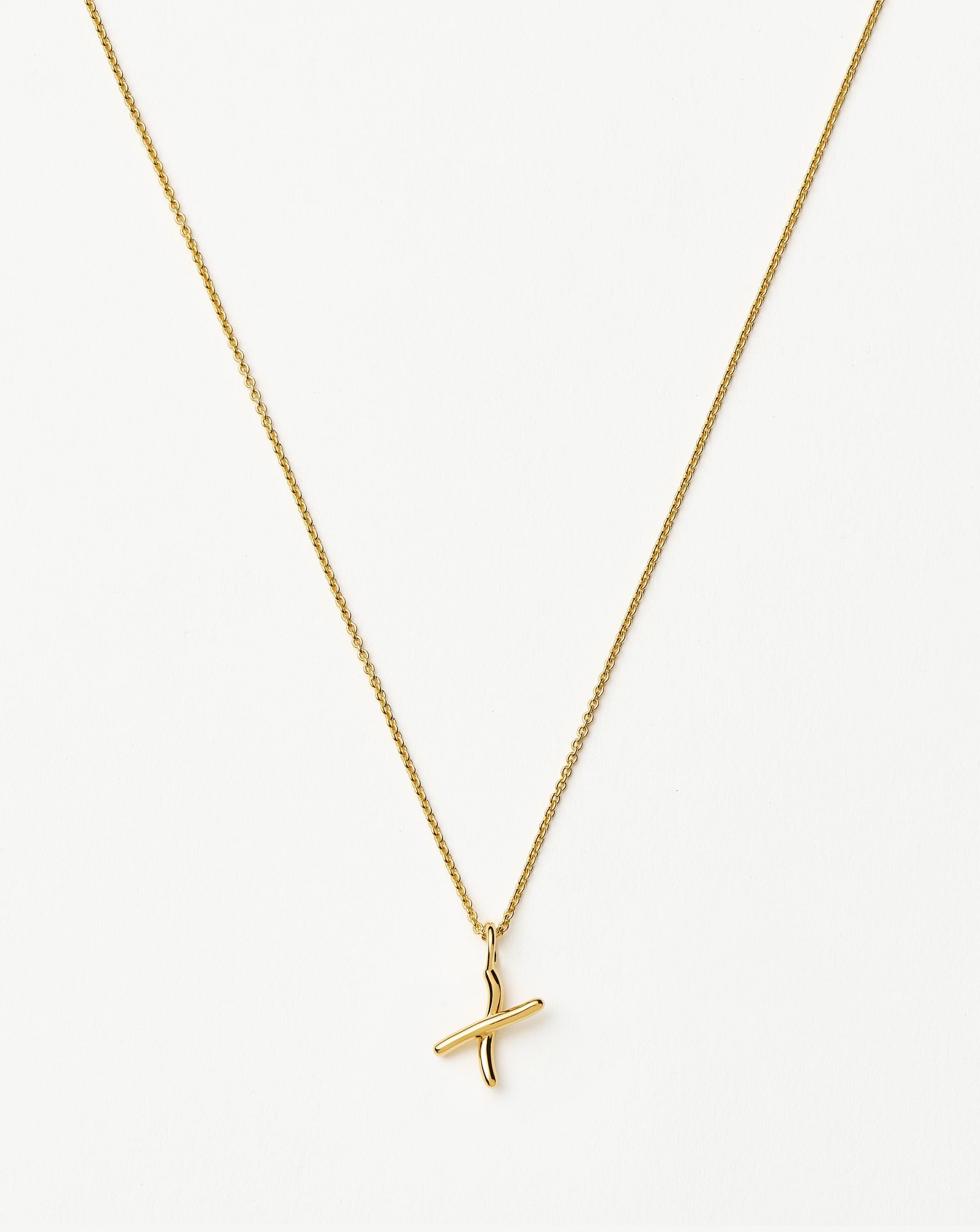 Mini Initial Necklace in 18k Gold Vermeil | Curly Molten