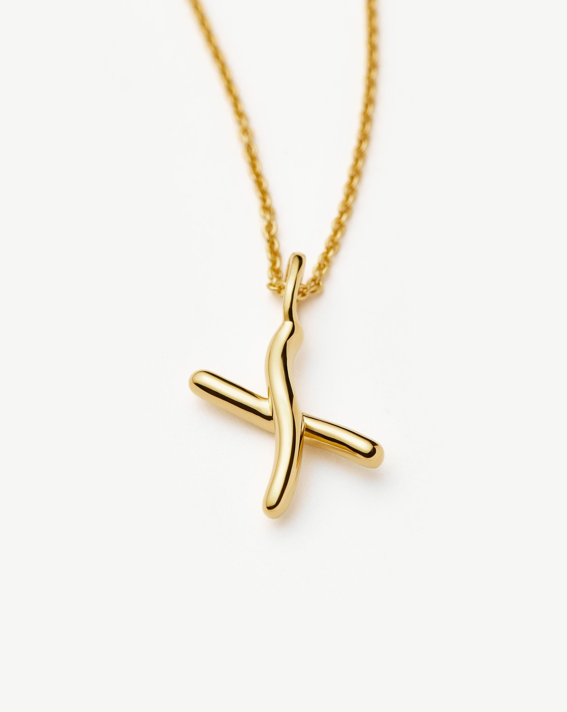 Mini Initial Necklace in 18k Gold Vermeil | Curly Molten