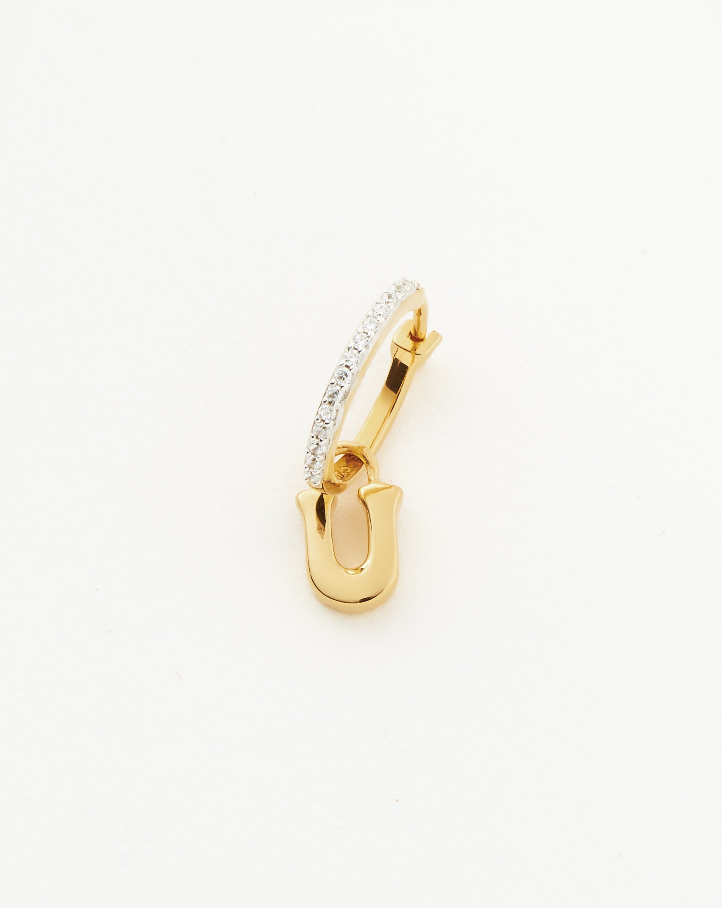 Initial Hoop Earrings with Charm | 18k Gold Vermeil Personalized Jewelry