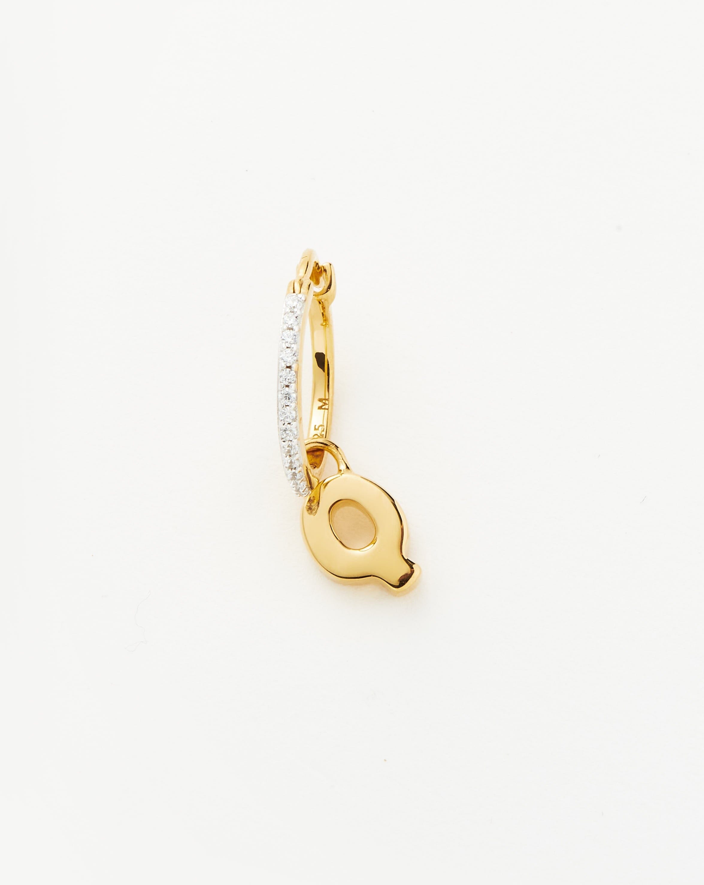 Initial Q Hoop Earrings | 18k Gold Vermeil & Cubic Zirconia