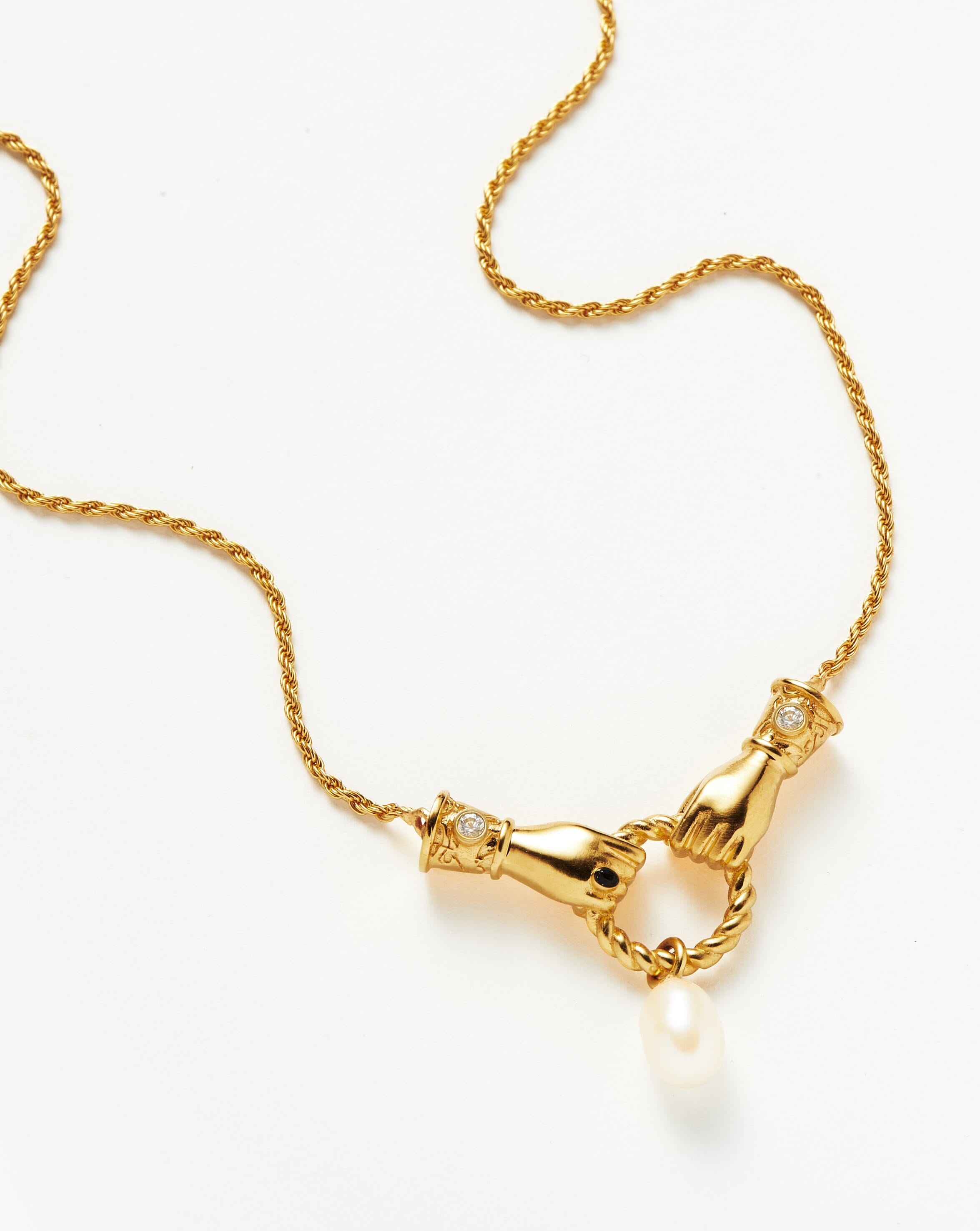 Georgian-Inspired Pearl & Onyx Pendant Necklace | 18k Gold Plated | Harris Reed