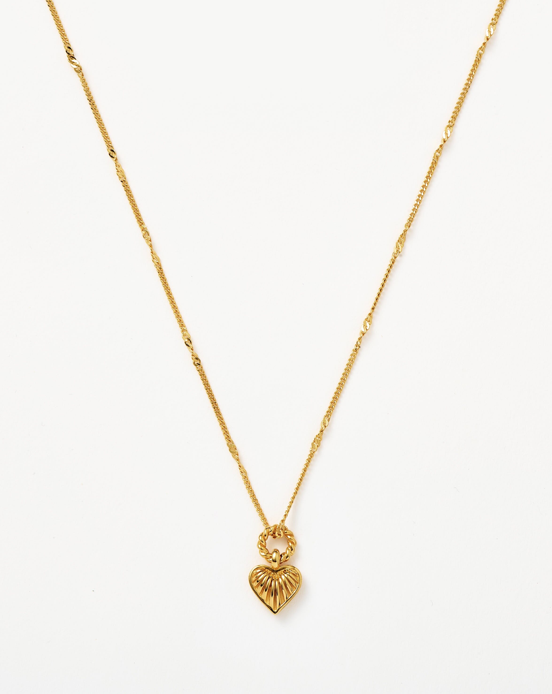 Mini Ridge Heart Charm Pendant Necklace in Gold | Missoma