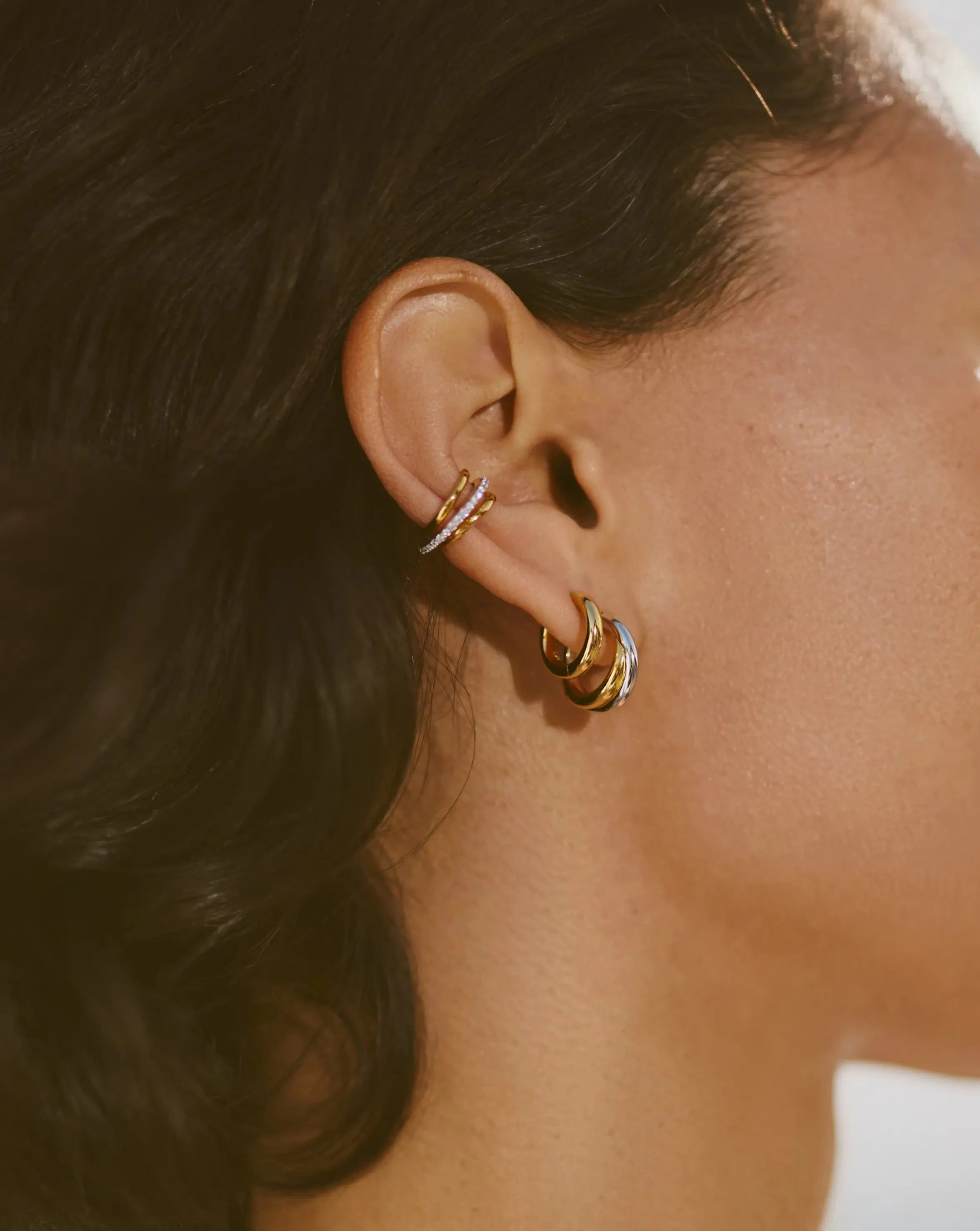 Chunky Mixed Metal Hoop Earrings | Lucy Williams Entwine Design