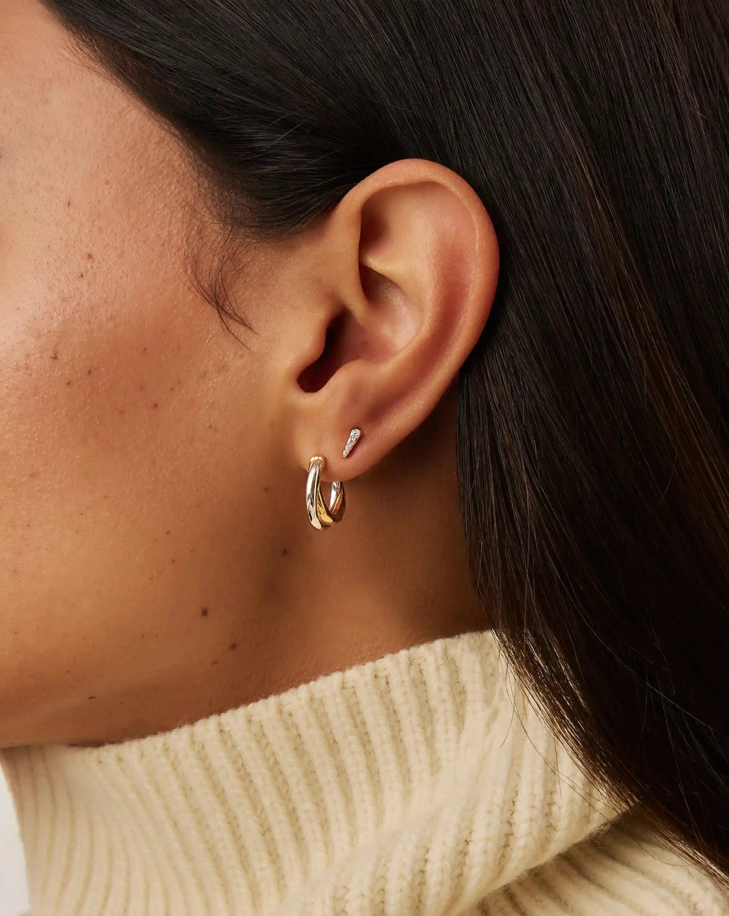 Chunky Mixed Metal Hoop Earrings | Lucy Williams Entwine Design
