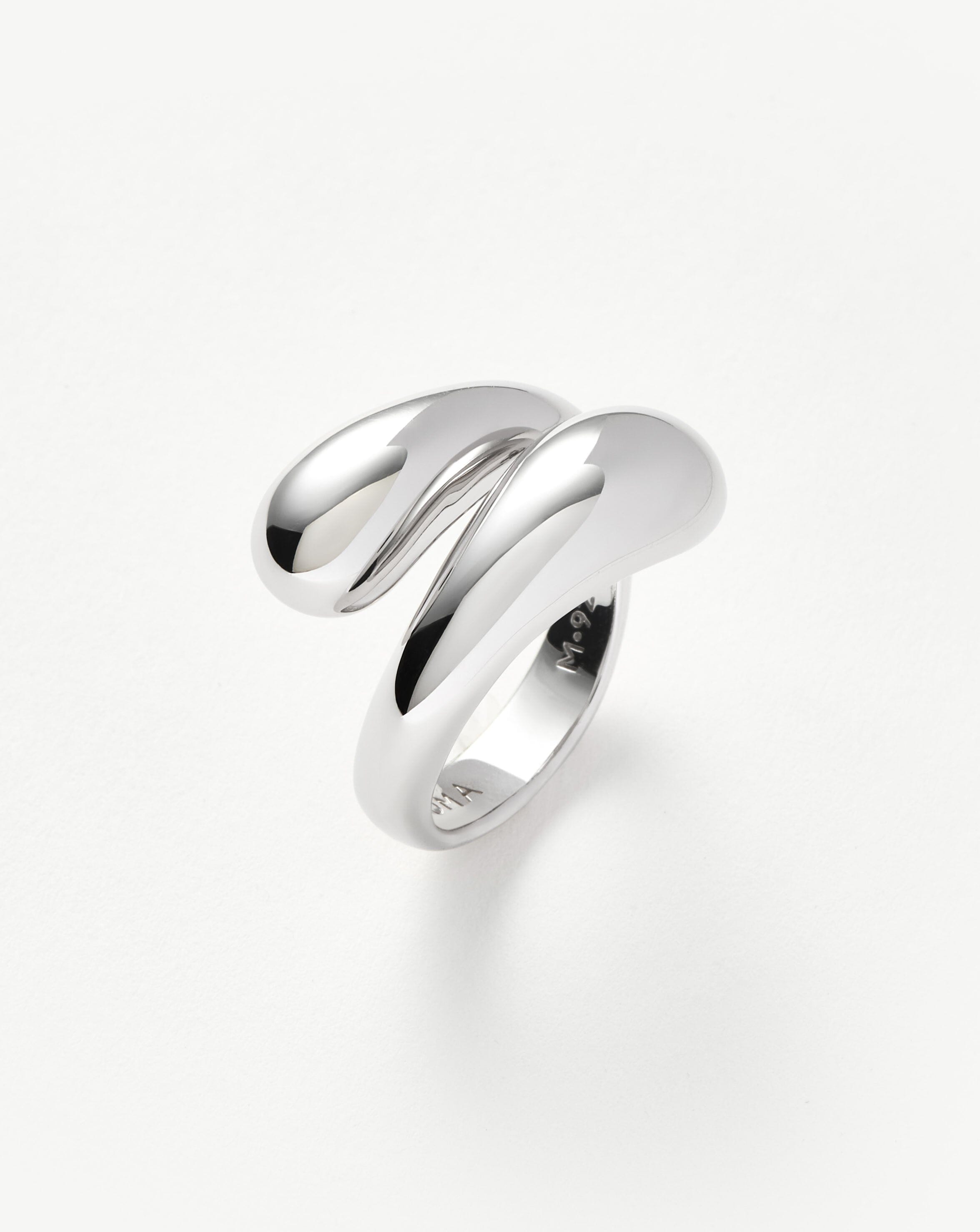Sculptural Crossover Ring in Recycled Sterling Silver | Savi