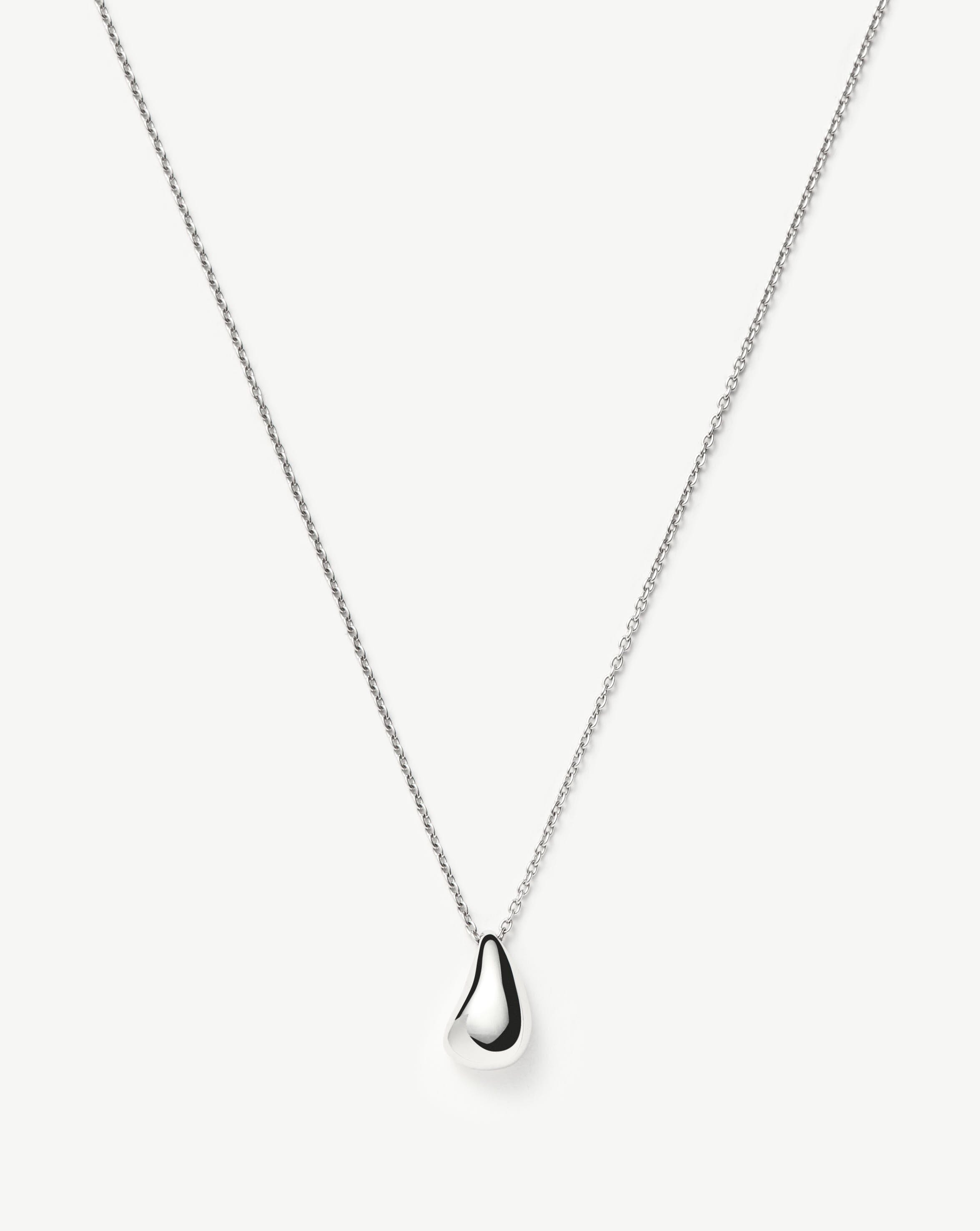 Sculptural Droplet Pendant Necklace in Sterling Silver | Savi