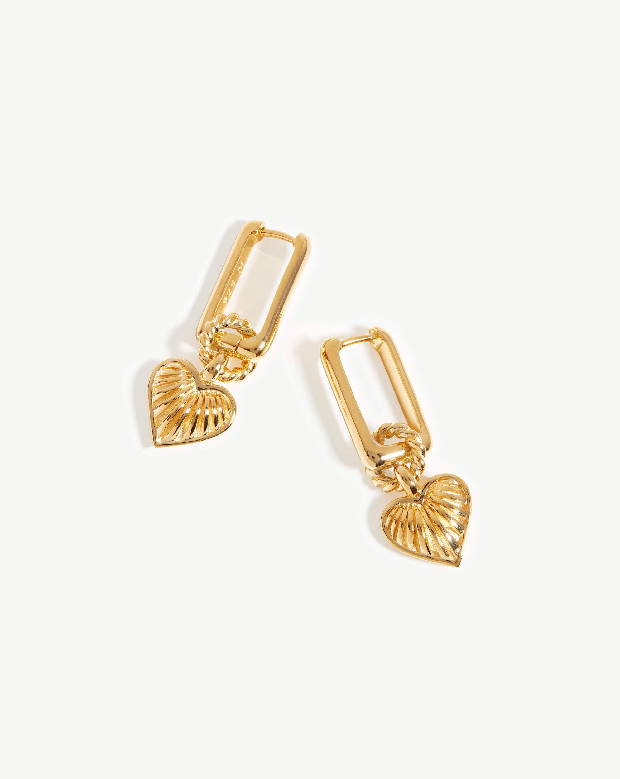 18k Gold Heart Charm Earrings for Small Lobes | Ridge Hoops