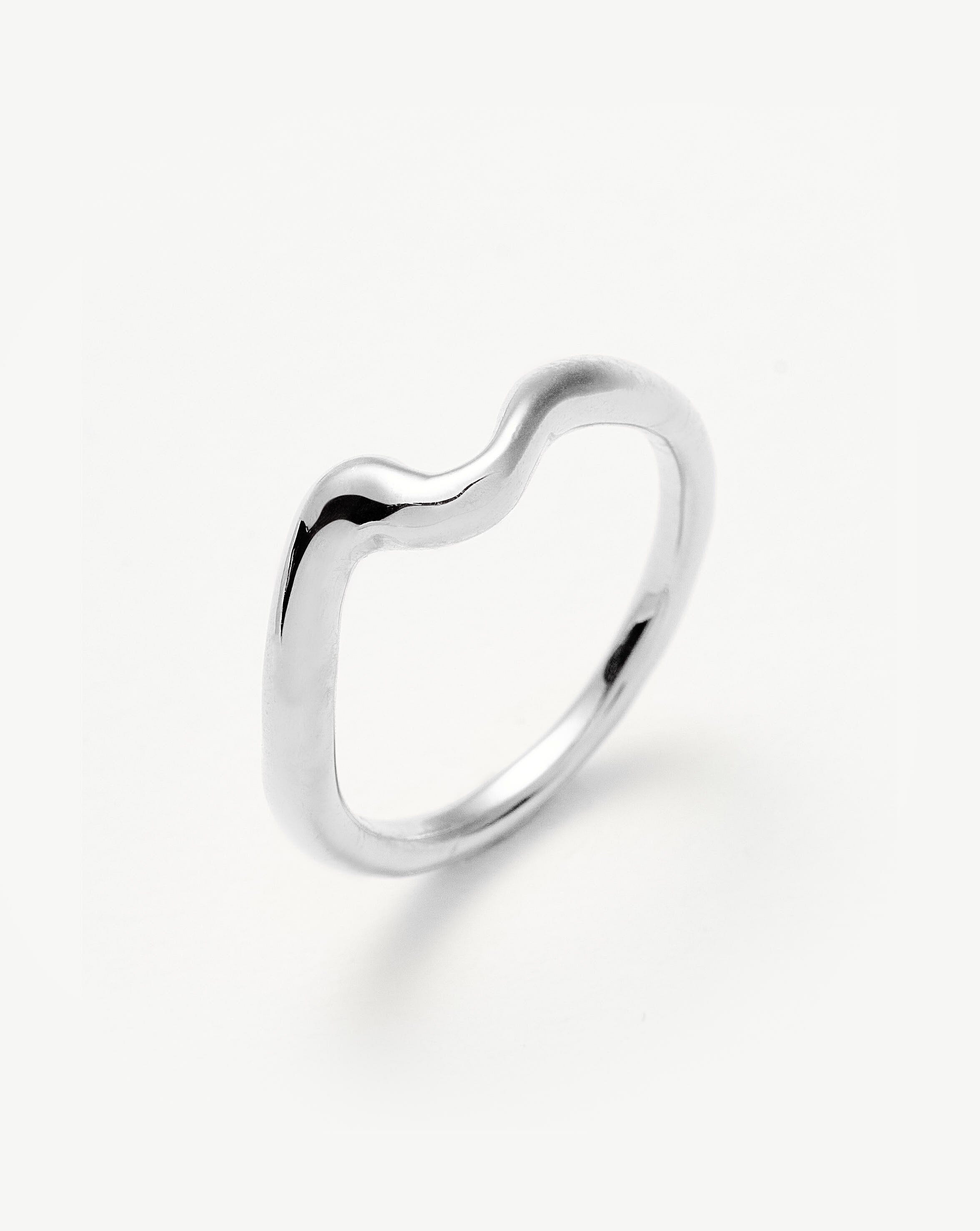 Wavy Stacking Ring in Rhodium Plated Sterling Silver | Molten Wave