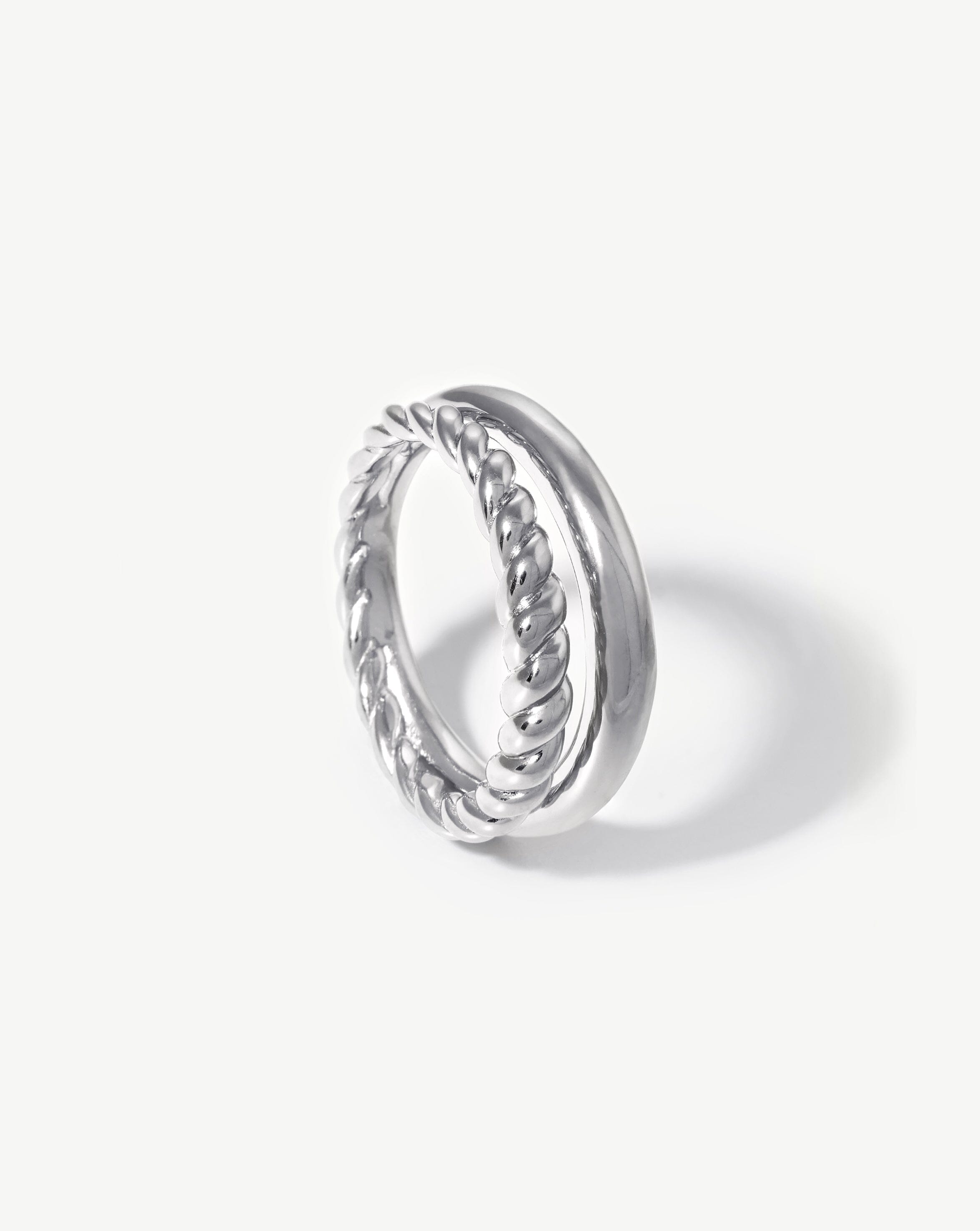 Twisted & Smooth Stacking Ring in Sterling Silver | Missoma