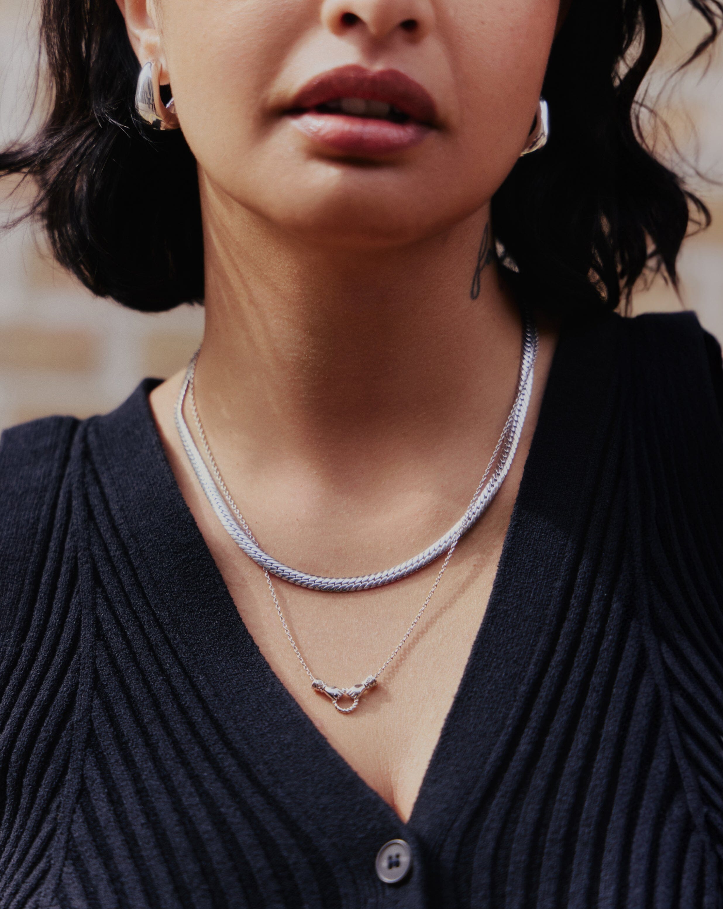 Mini Pendant Slider Necklace with Cubic Zirconia & Black Onyx | Harris Reed