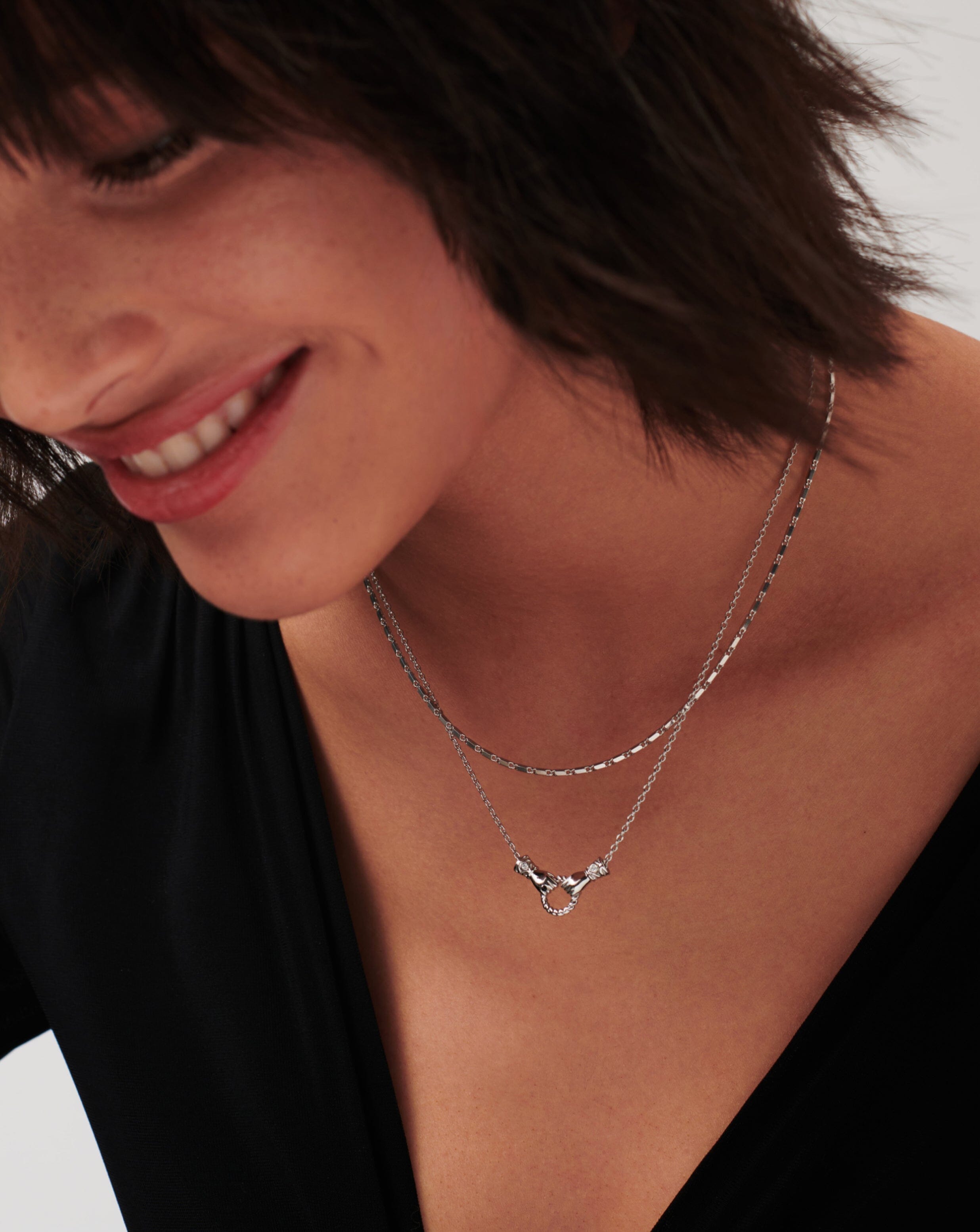 Mini Pendant Slider Necklace with Cubic Zirconia & Black Onyx | Harris Reed