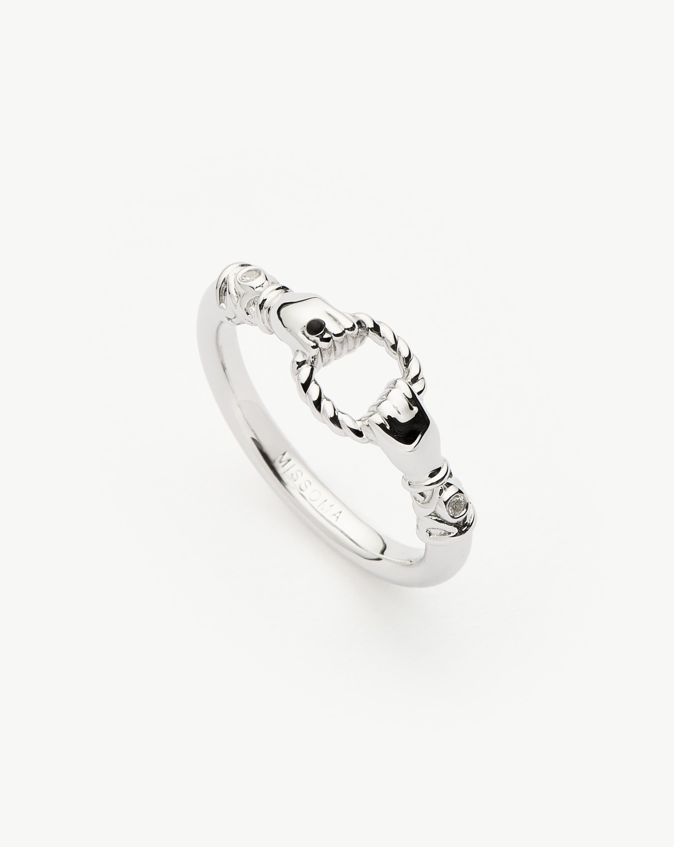 Stacking Ring with Cubic Zirconia & Black Onyx | Harris Reed Sterling Silver