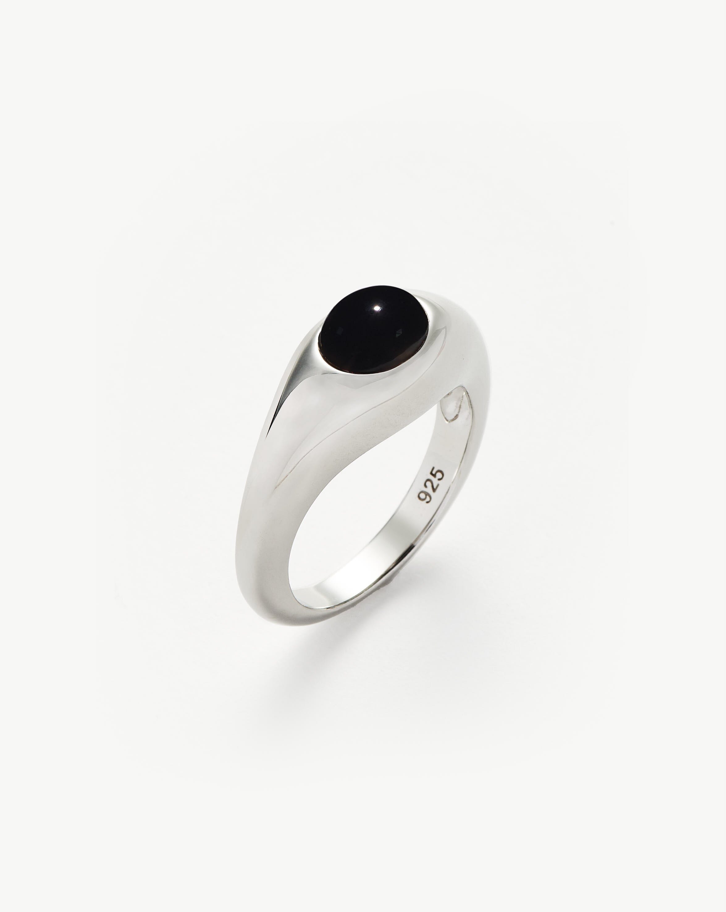 Black Onyx Stacking Ring | Sterling Silver Sculptural Ring | Savi