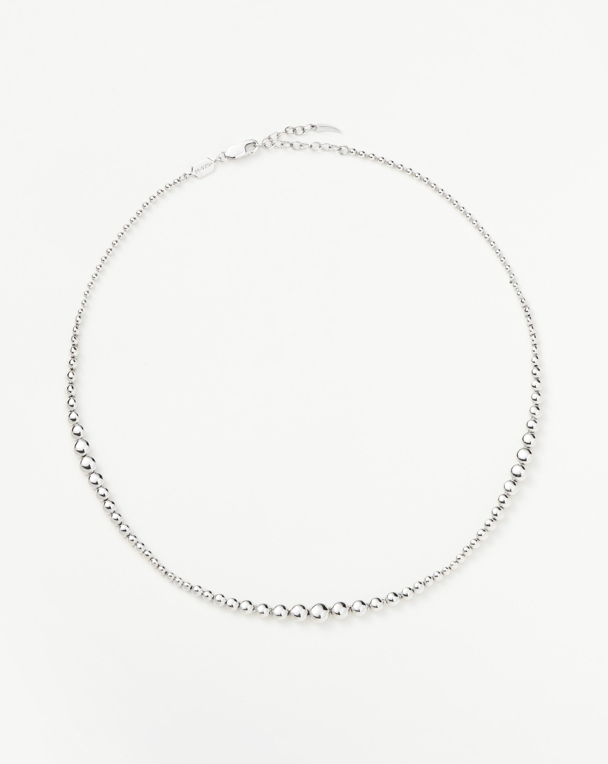 Beaded Sterling Silver Choker Necklace | Adjustable Length