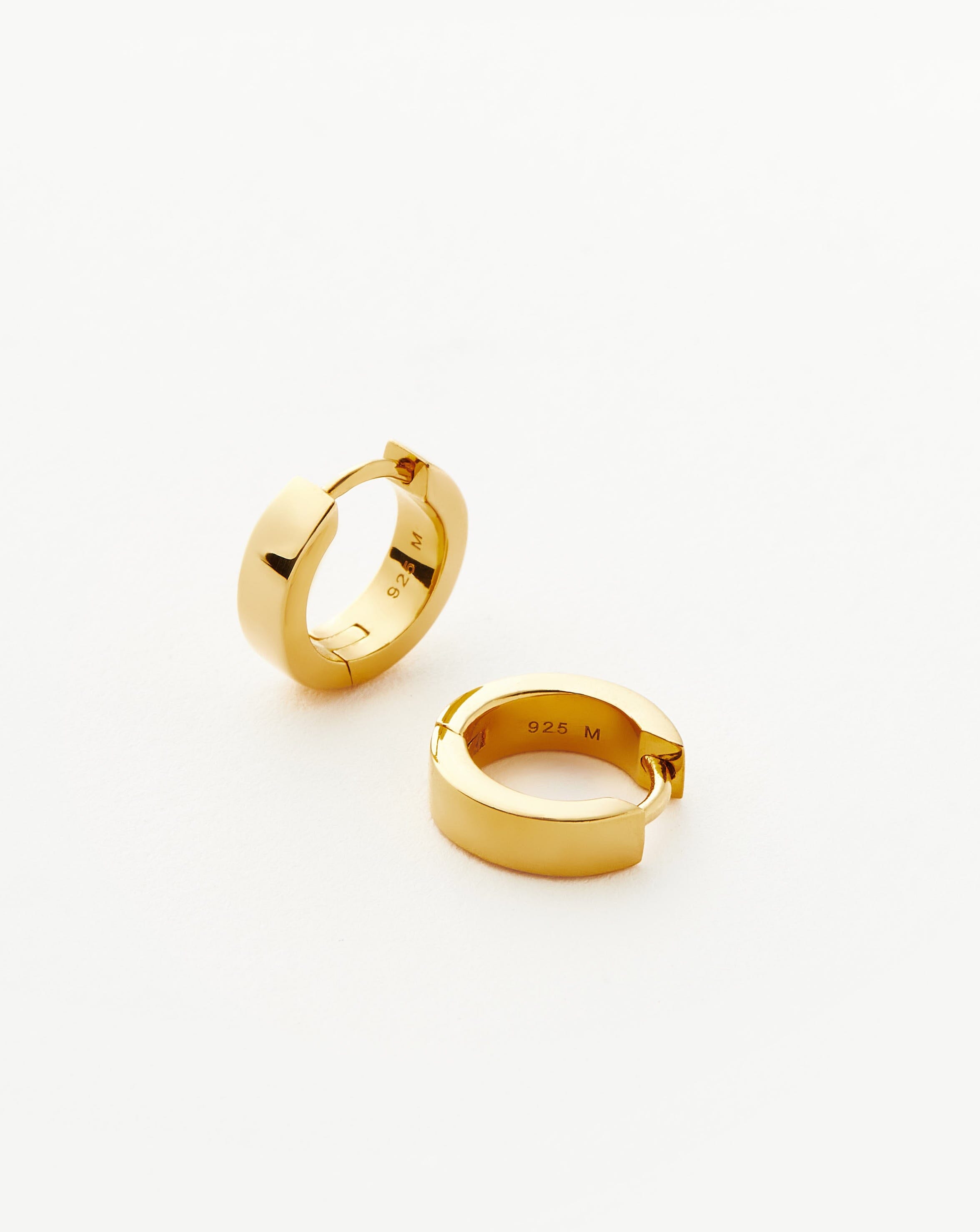 18k Gold Vermeil Huggie Earrings for Small Lobes | Chubby Tunnel