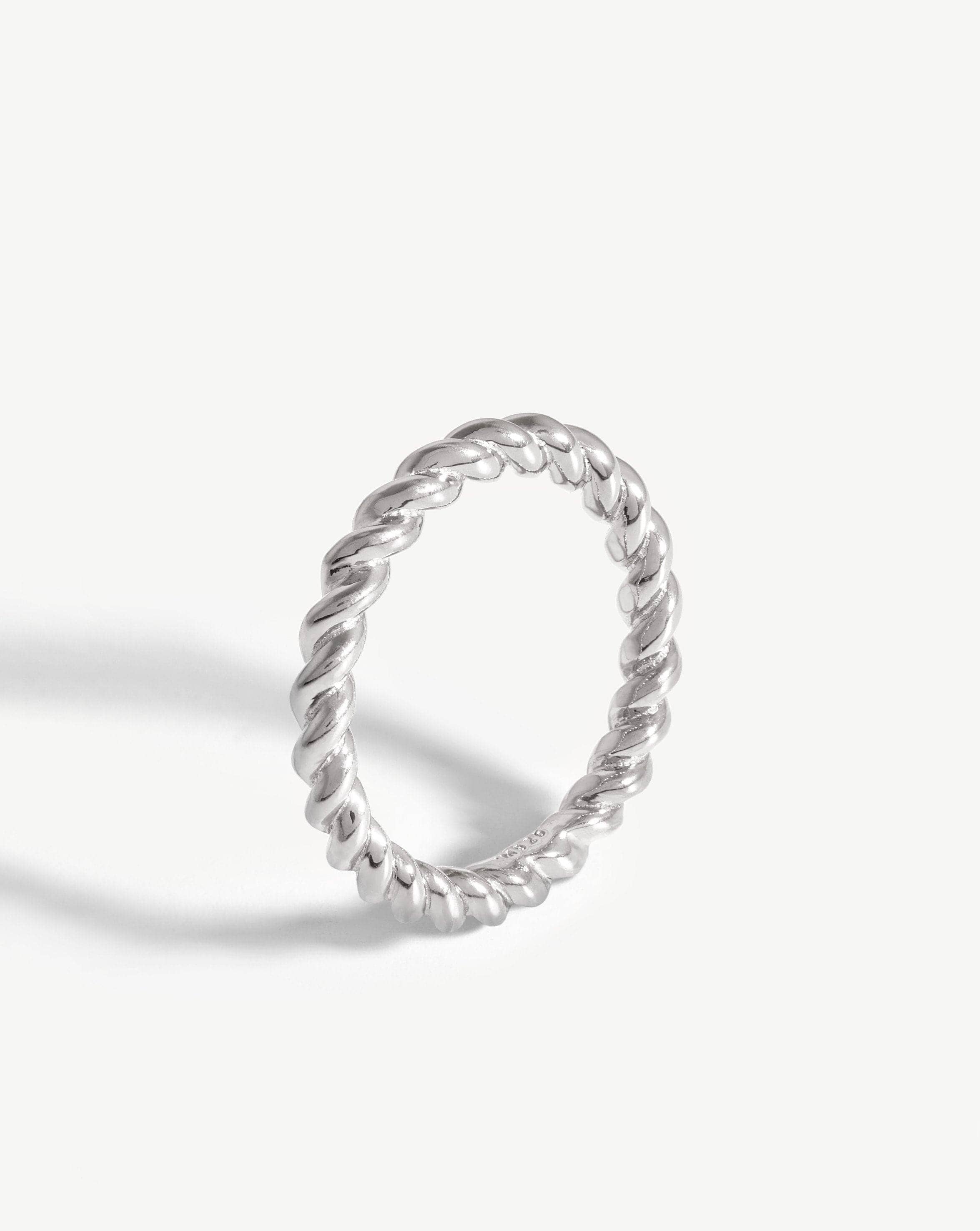 Sterling Silver Lasso Stacking Ring | Rope Design, 3mm Band