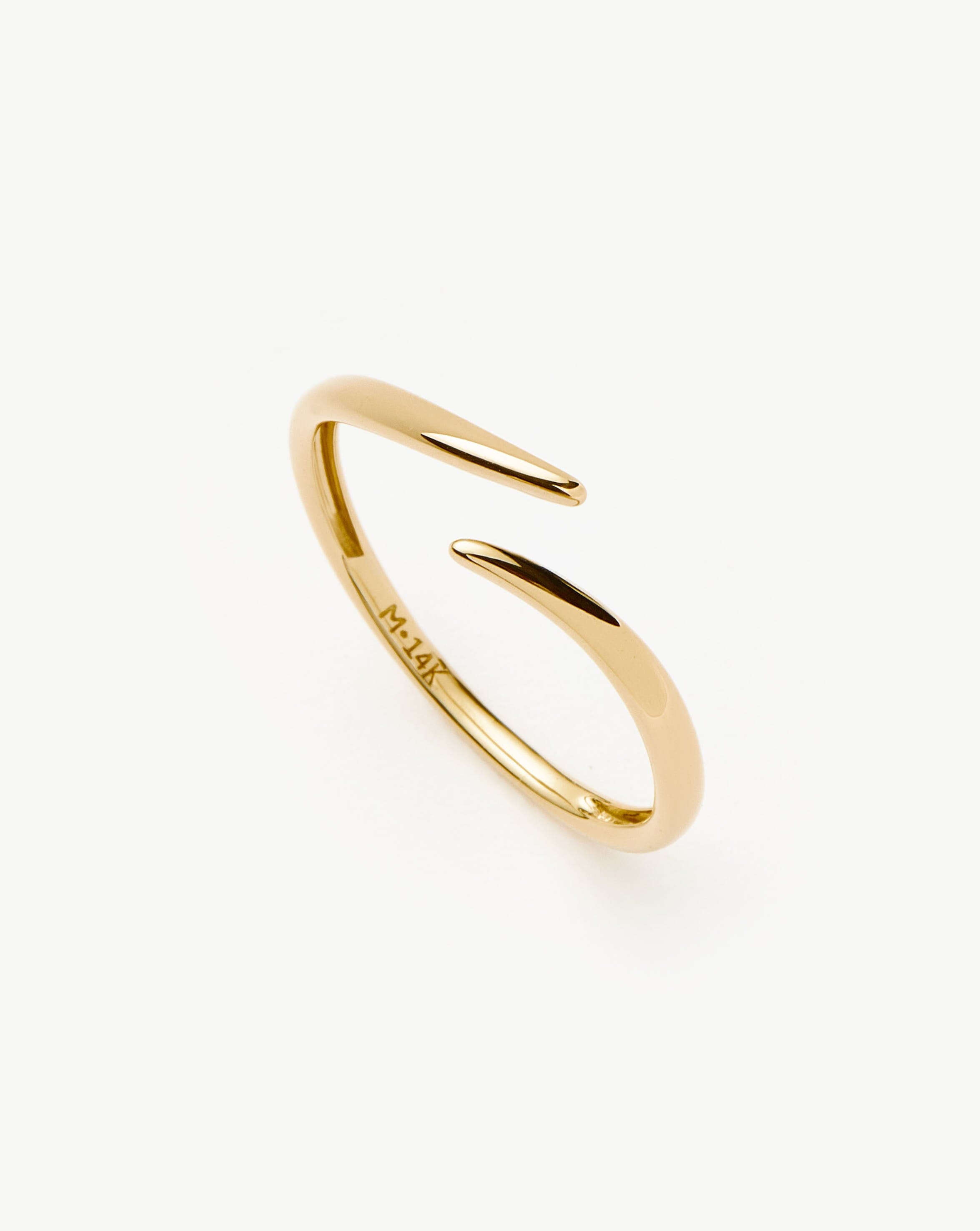 14k Solid Gold Open Claw Ring | Recycled White Gold