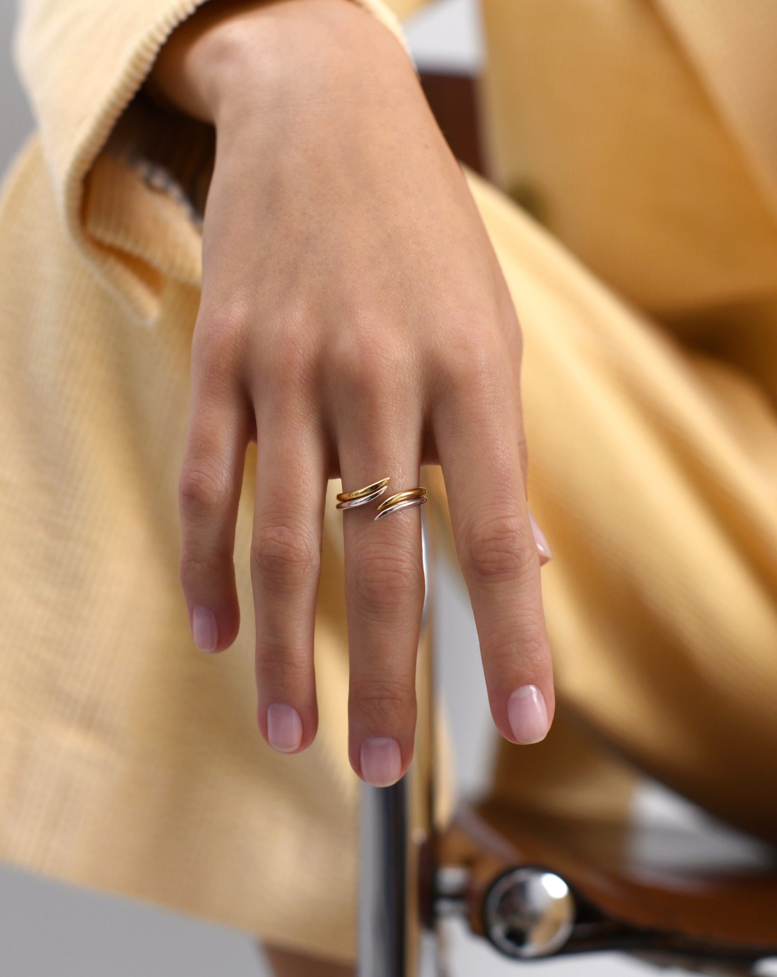 14k Solid Gold Open Claw Ring | Recycled White Gold