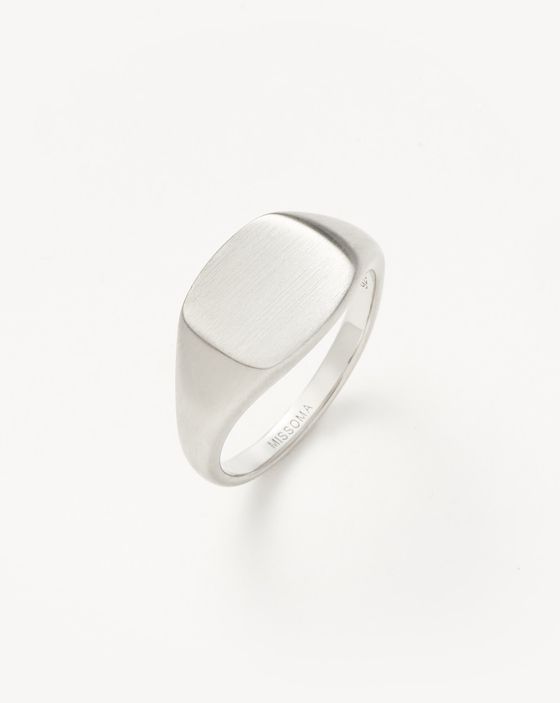 Men's Engravable Sterling Silver Signet Ring | Handcrafted & Brushed Finish