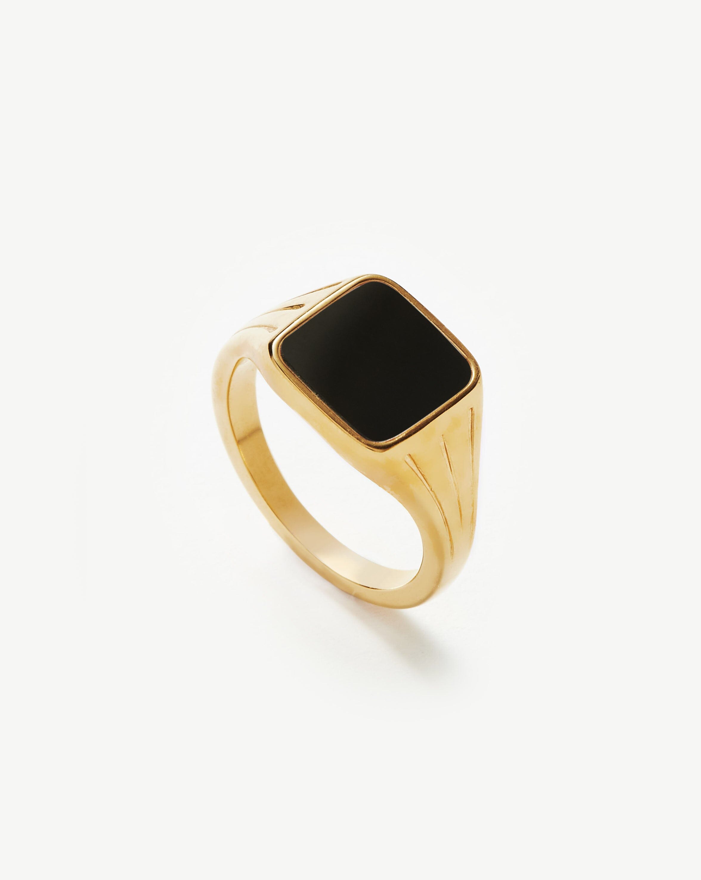 Vintage Square Signet Ring | 18k Gold Vermeil & Black Spinel