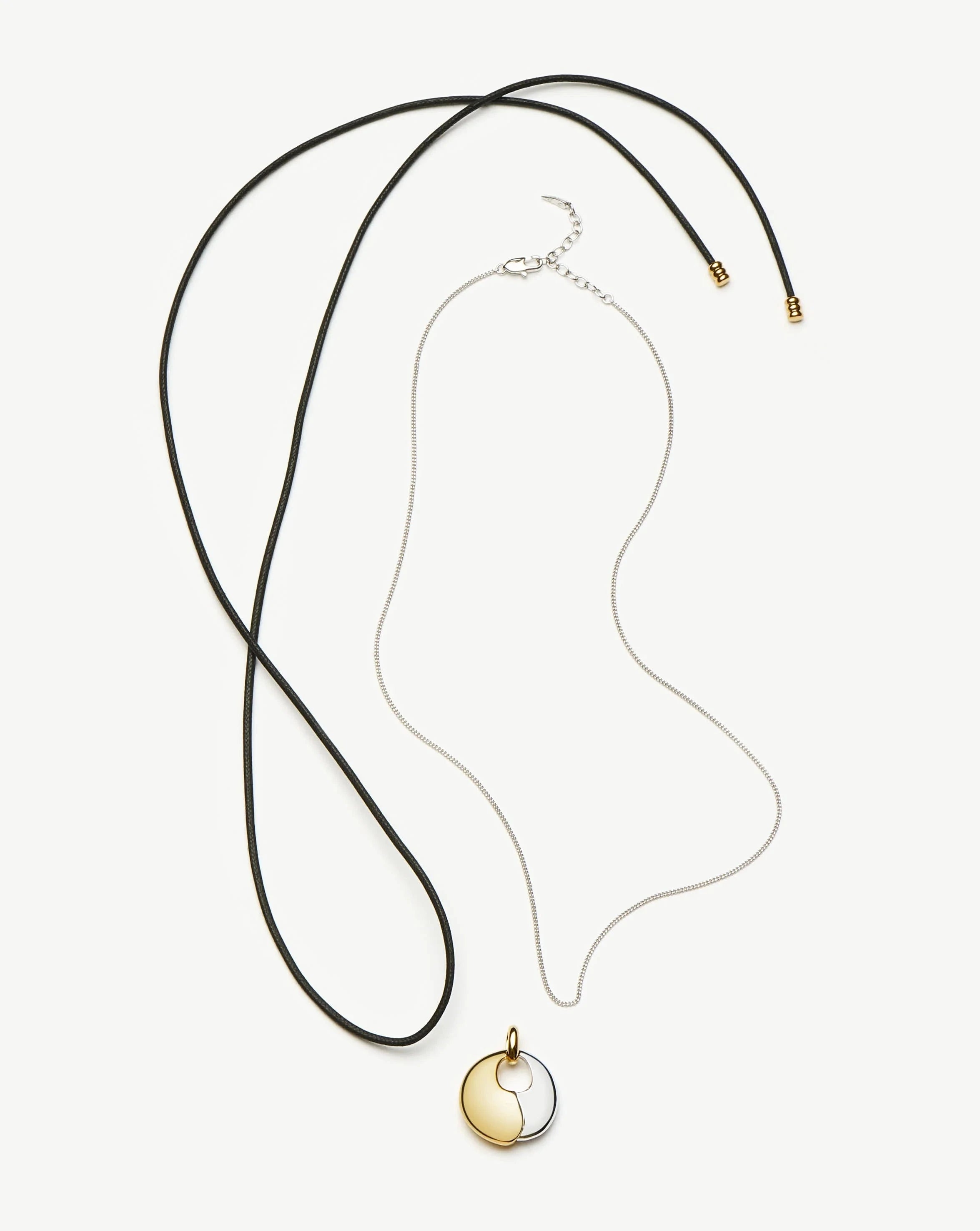 Sculptural Pebble Necklace Set | Mixed Metal Adjustable Pendant