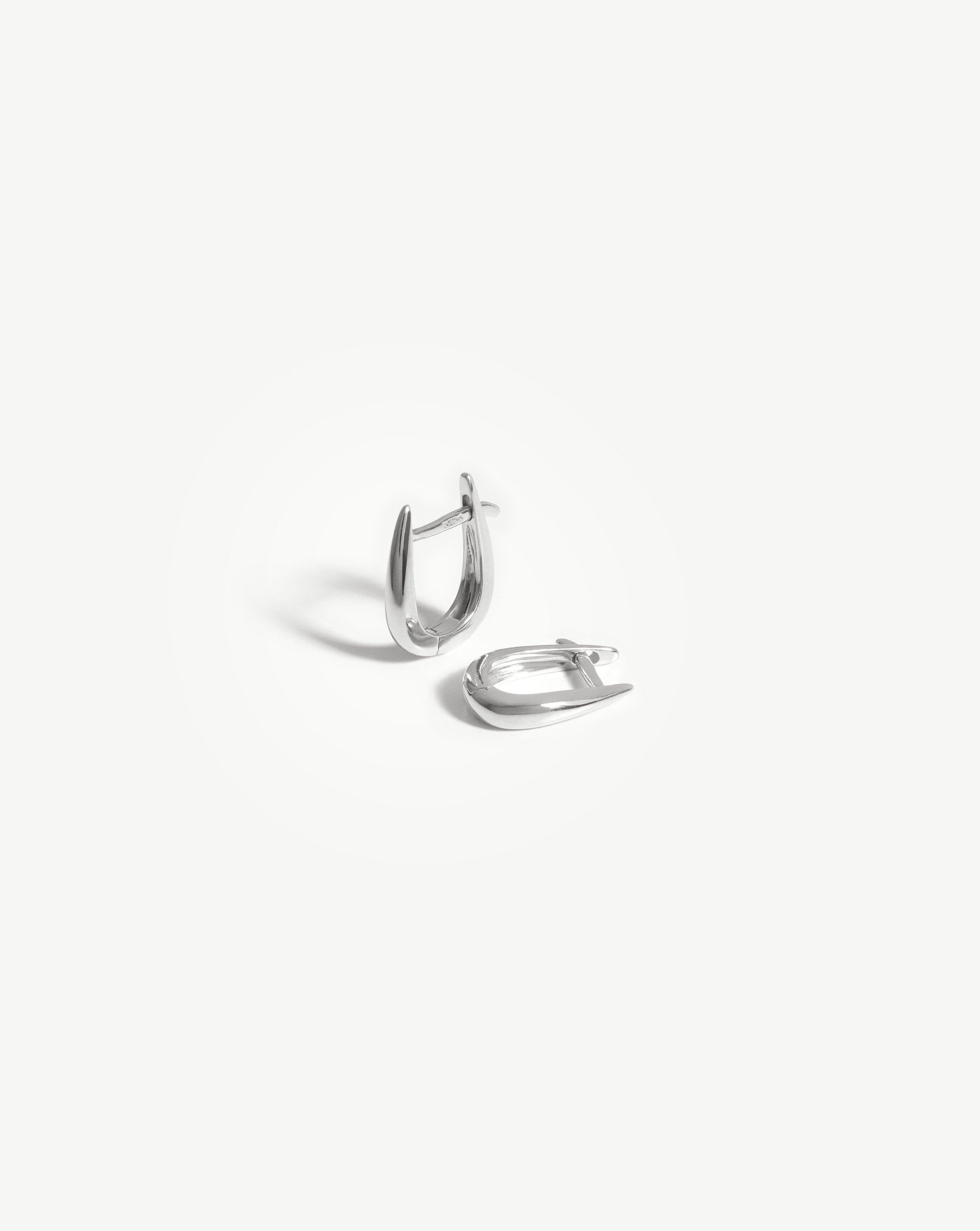 14k White Gold Huggie Hoop Earrings for Small Lobes | Recycled Gold