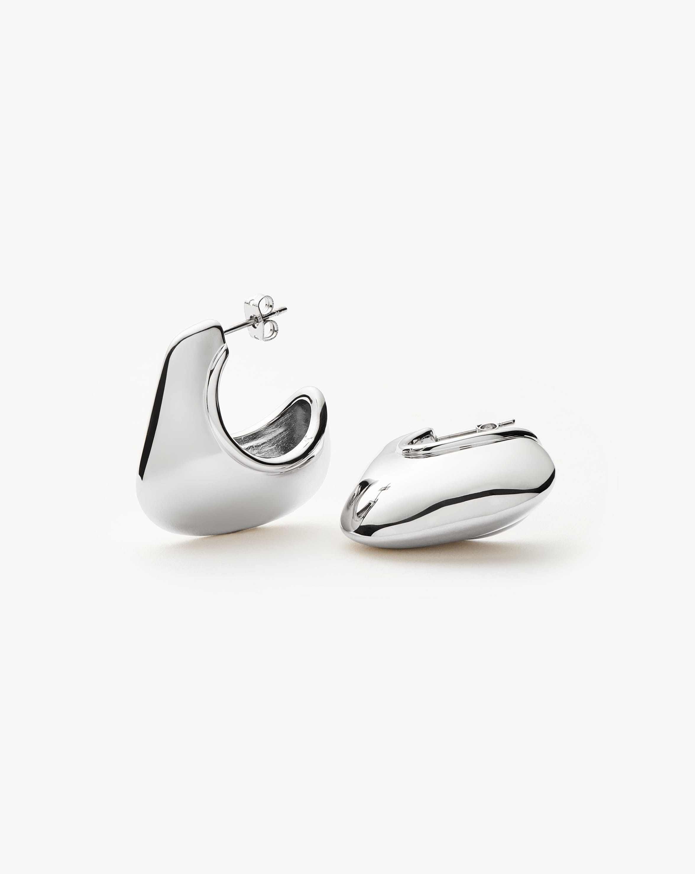 Large Silver Hoop Earrings for Women | Hera Dome Statement Jewelry