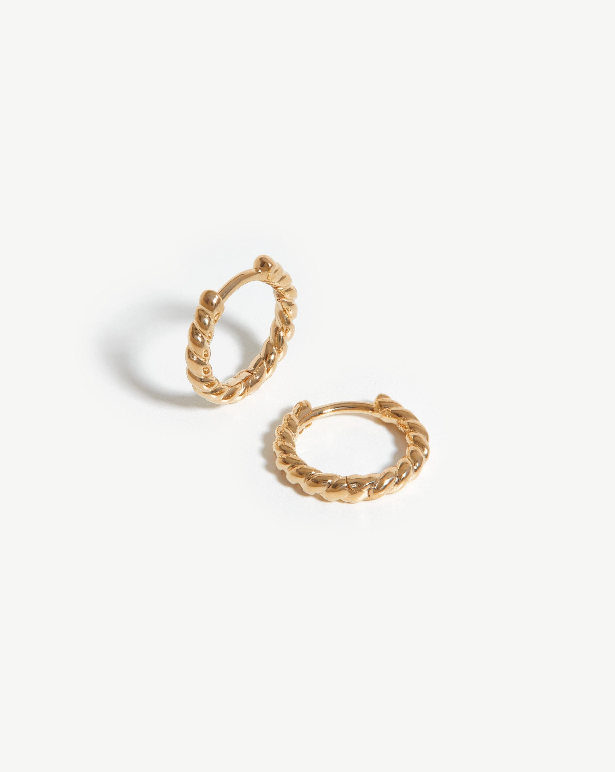 14ct Gold Rope Huggie Earrings for Small Lobes | Recycled Solid Gold