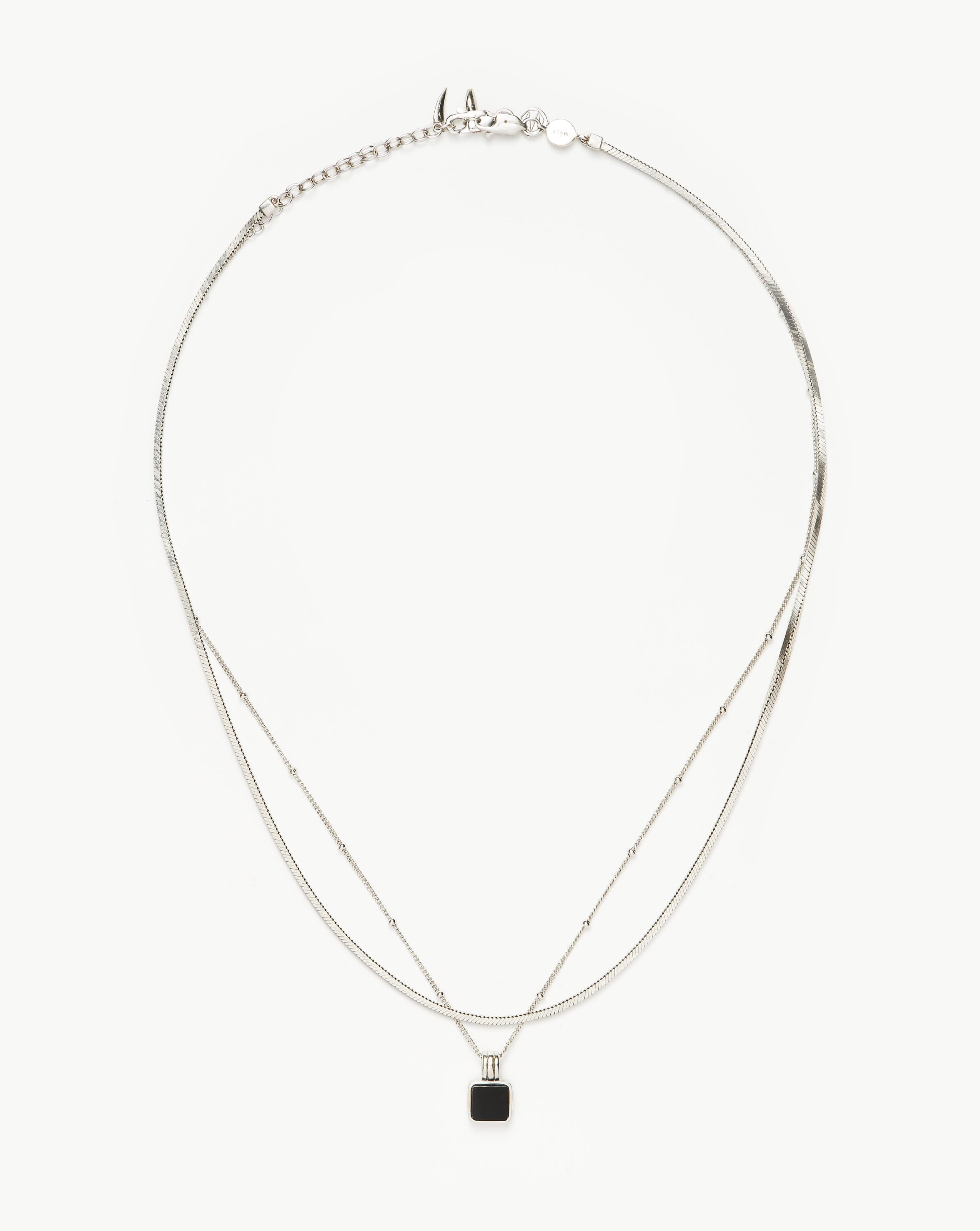 Black Onyx & Snake Chain Necklace Set | Lucy Williams Collection