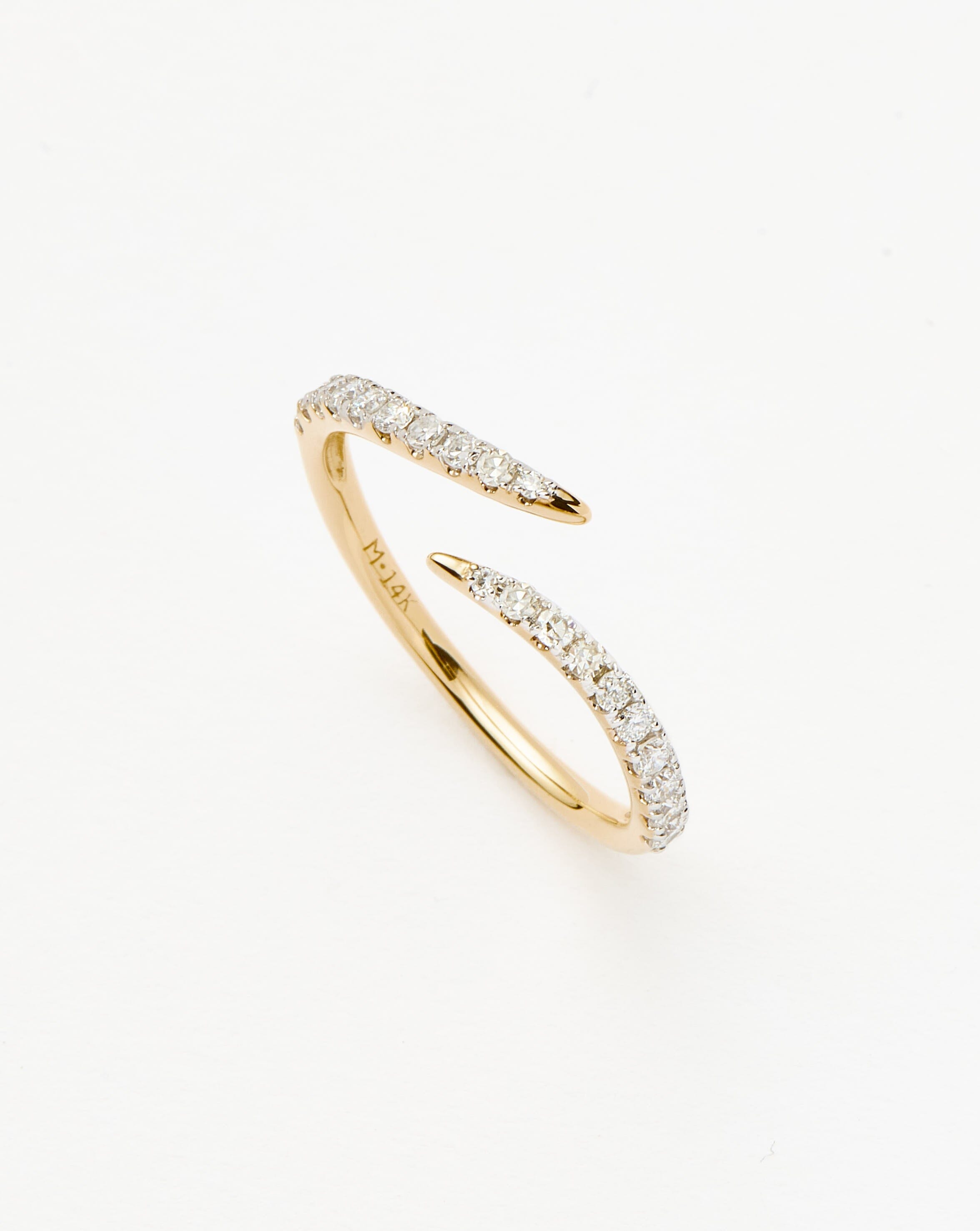 14k Gold Open Claw Ring with Diamond | Recycled Solid Gold