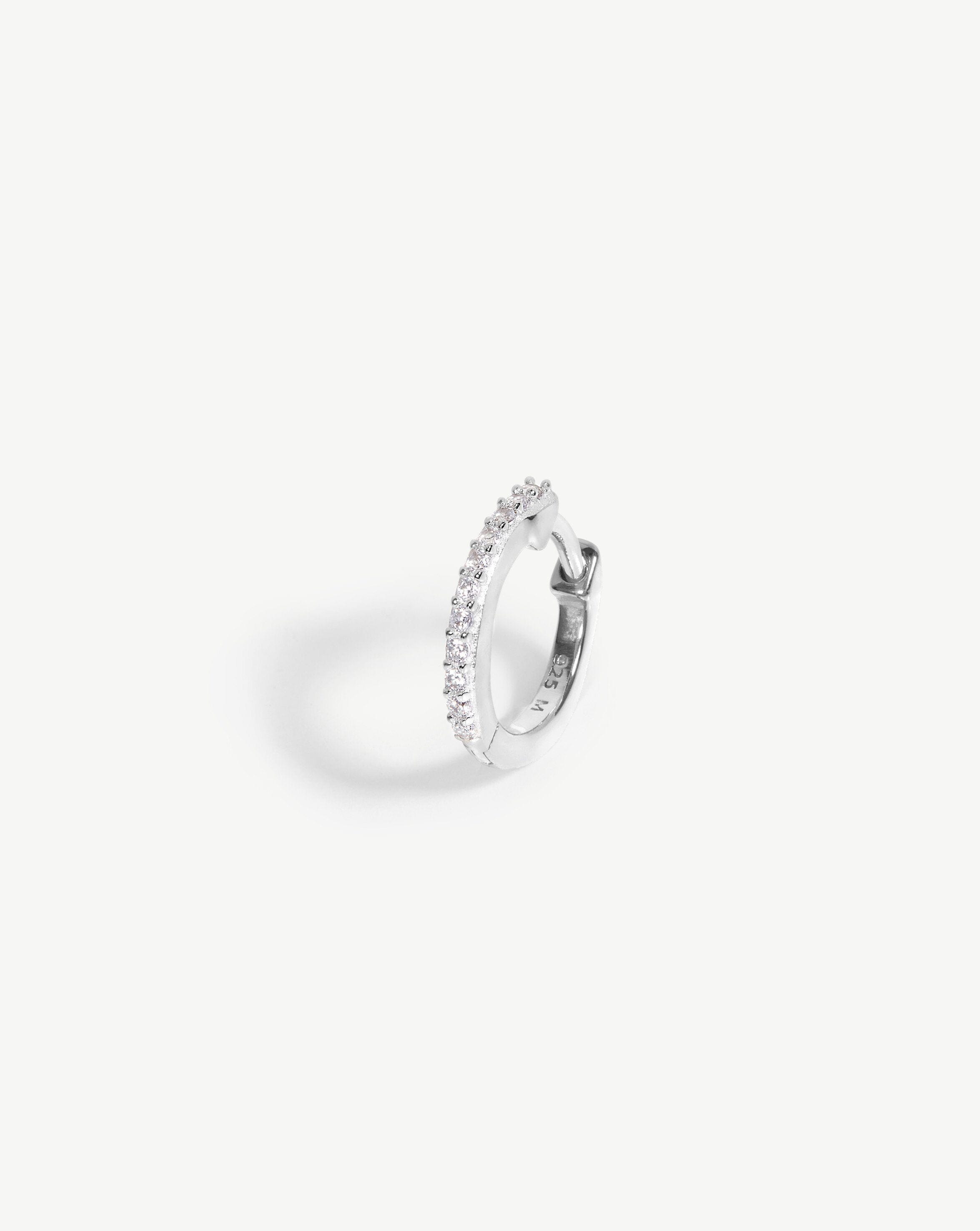 Pavé Single Huggie Earrings in Rose Gold | Cubic Zirconia Hoops