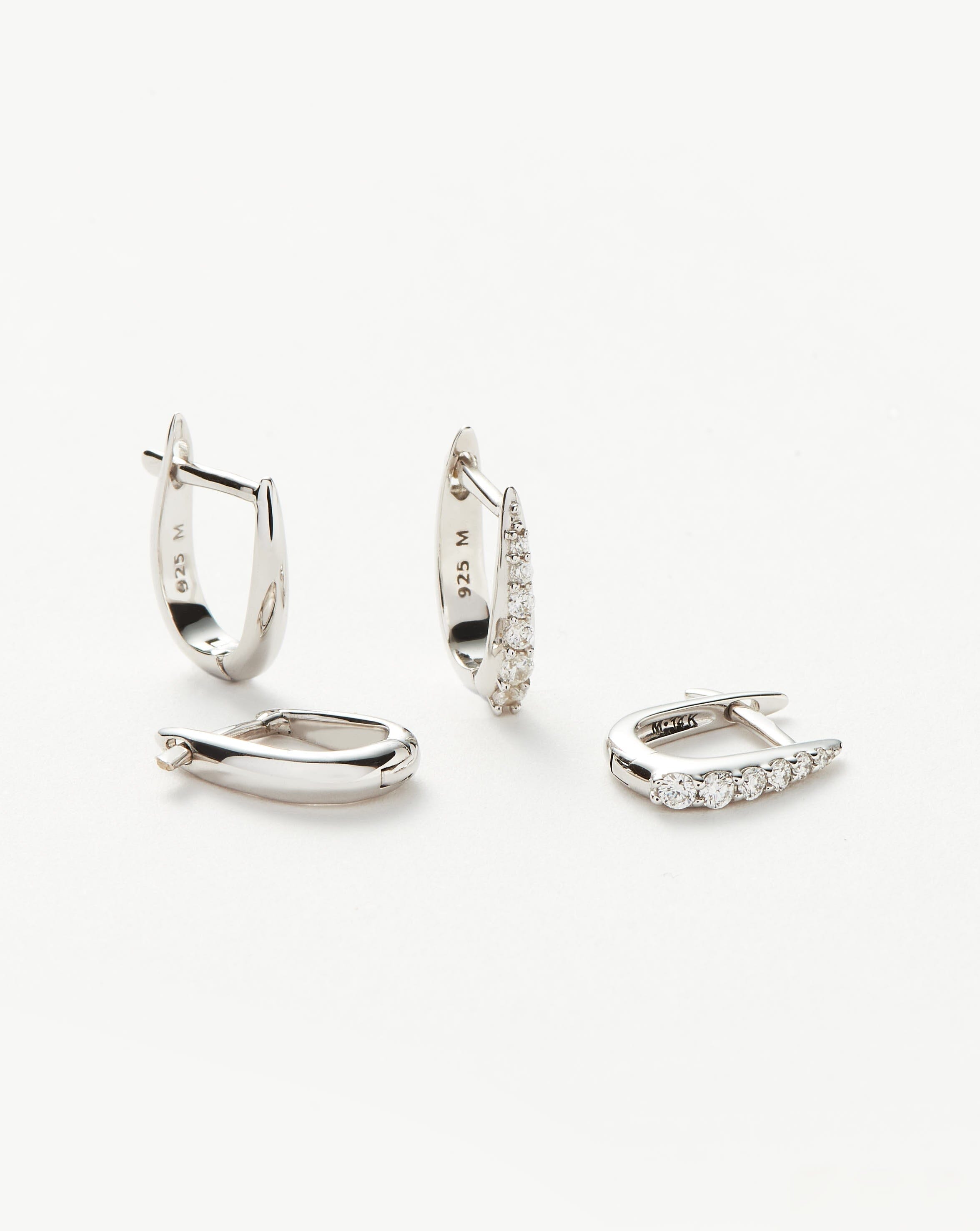 Pavé & Plain Claw Huggie Earrings Set in Sterling Silver | Missoma